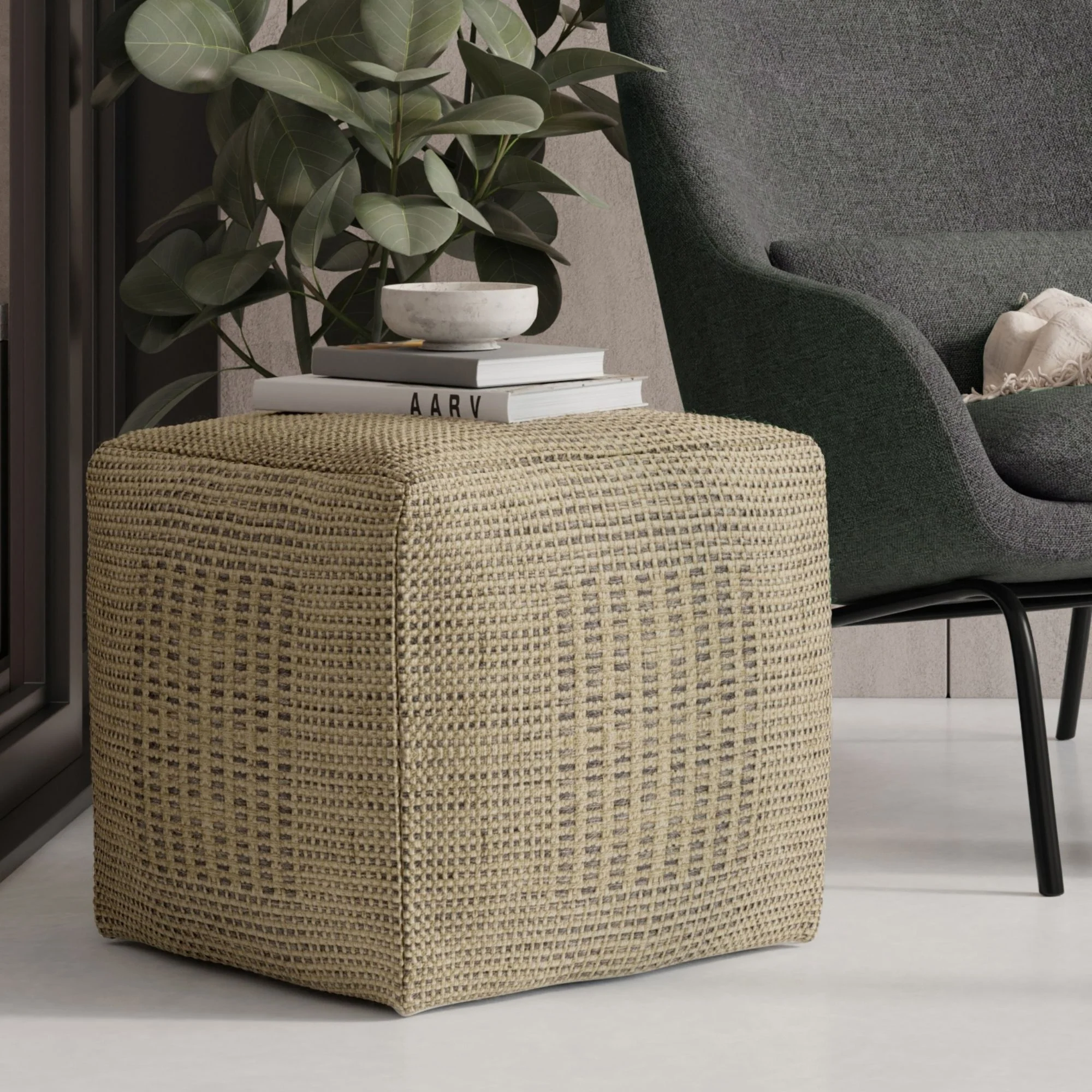 Delilah - Square Woven Pouf - Natural - Image 7