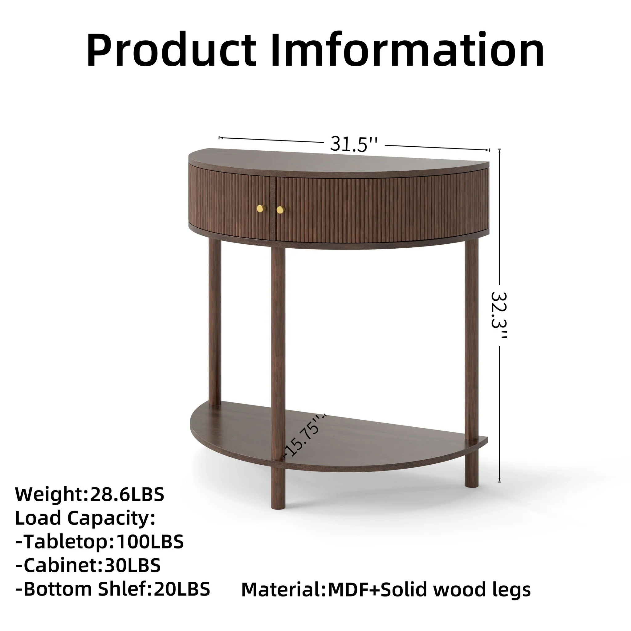 Demi Lune - Console Table With 2 Storage Drawers - Image 7