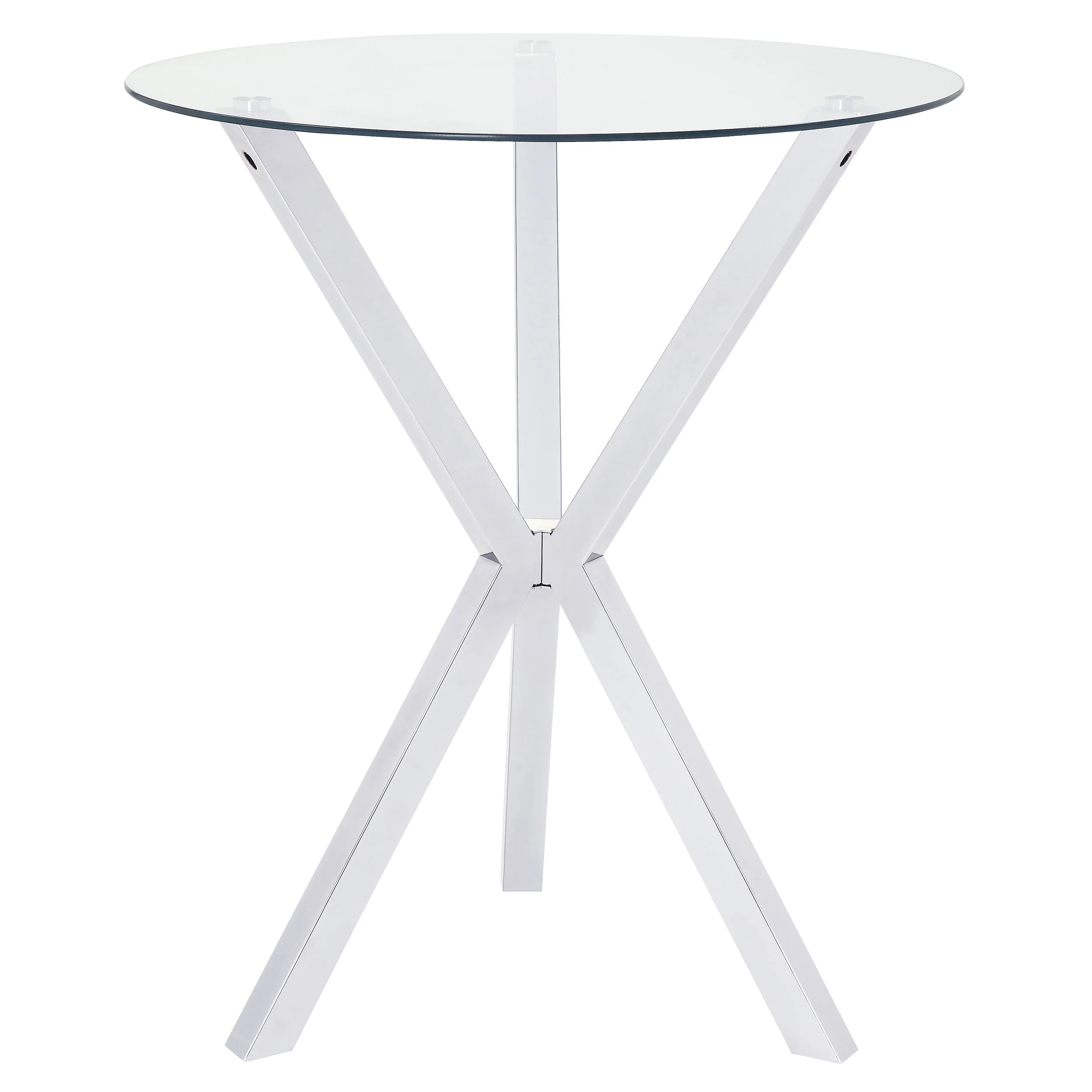 Denali Round 35-Inch Glass Top Bistro Bar Table Chrome
