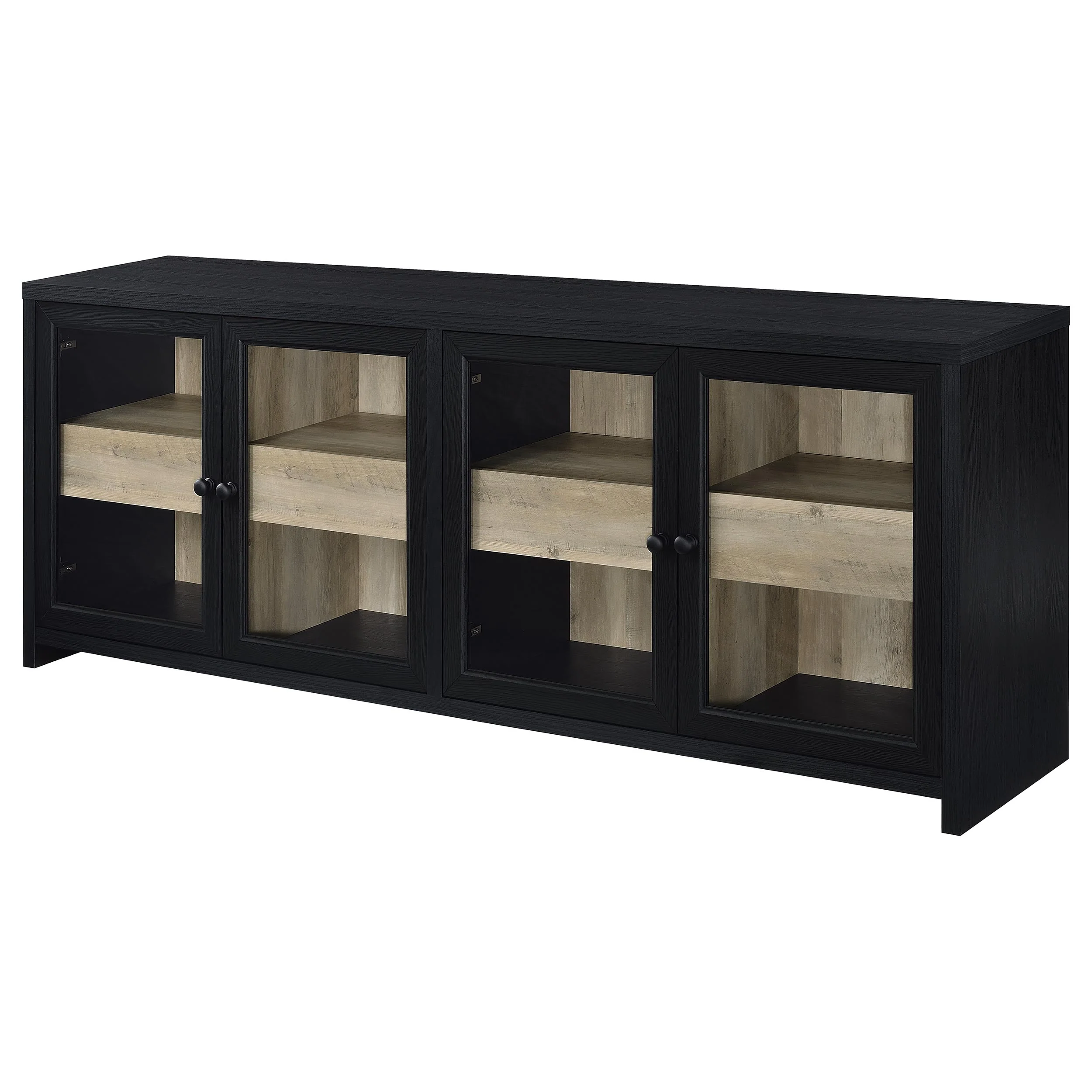 Denison 3-Piece Entertainment Center 79-Inch TV Stand Black - Image 8