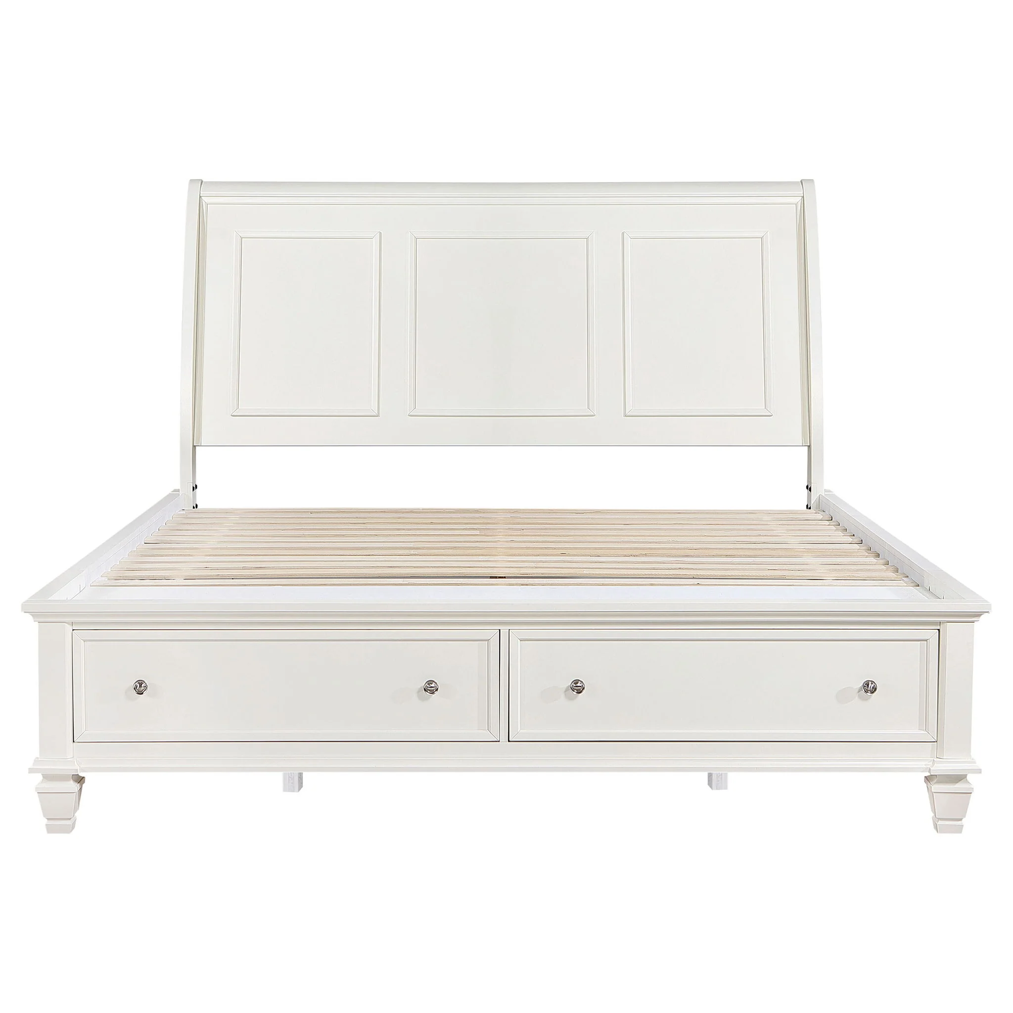 Dennis - Eastern King Storage Panel Bed With Carved Headboard And Built In Drawers - Cream White - Image 6