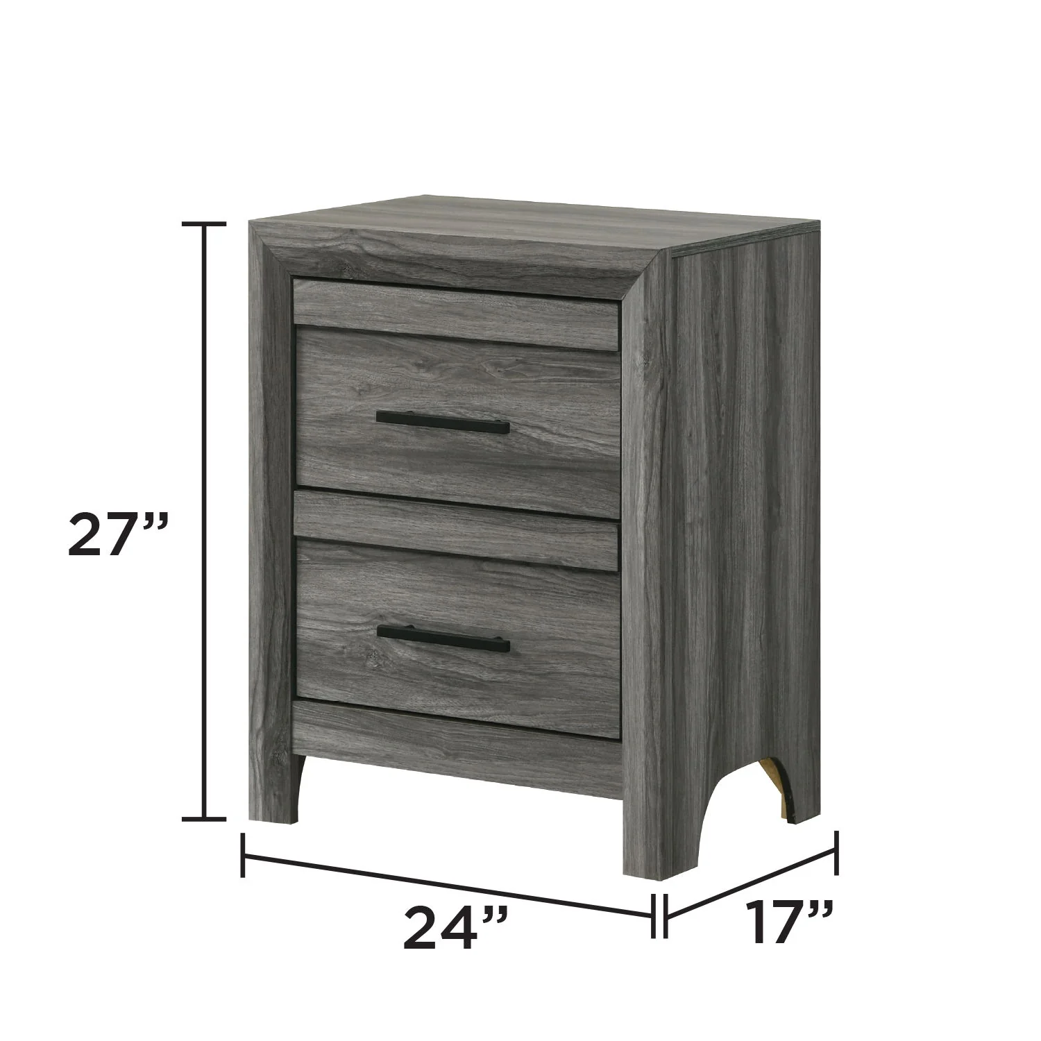Denver - 2 Drawer Nightstand - Gray - Image 3