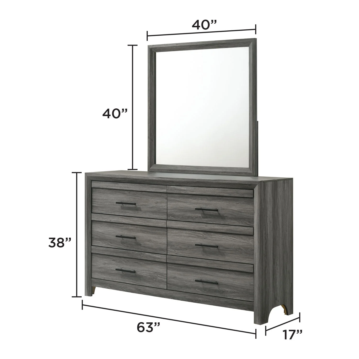 Denver - 6 Drawer Dresser - Gray - Image 5