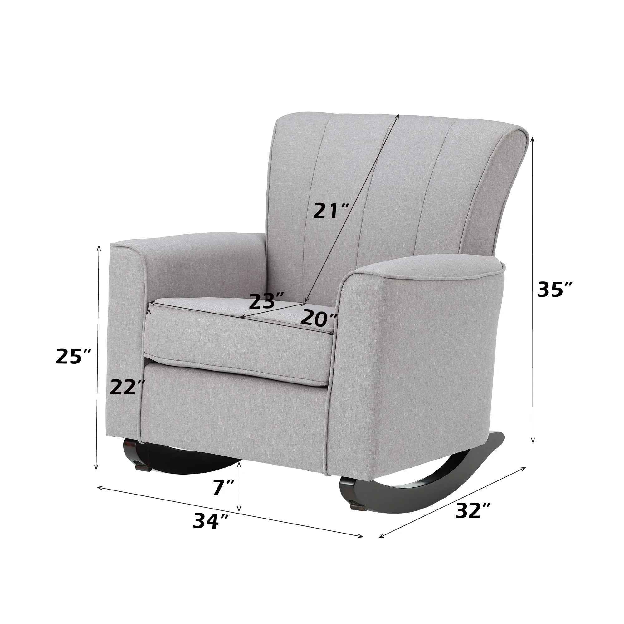 Denzell - Rocking Chair - Light Gray - Image 3