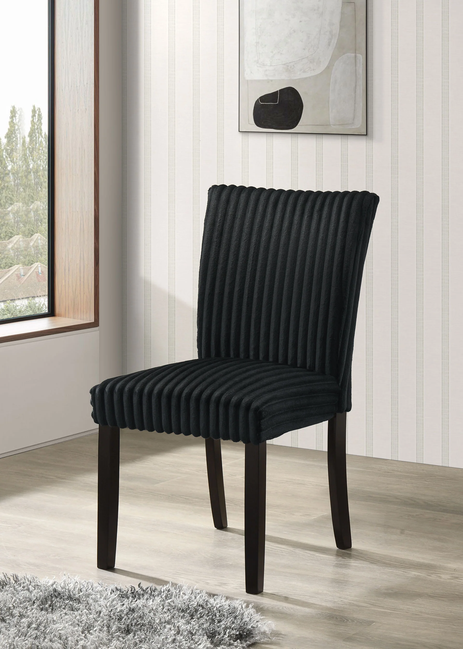 Dermott Upholstered Parson Dining Side Chair Black (Set of 2) - Image 5