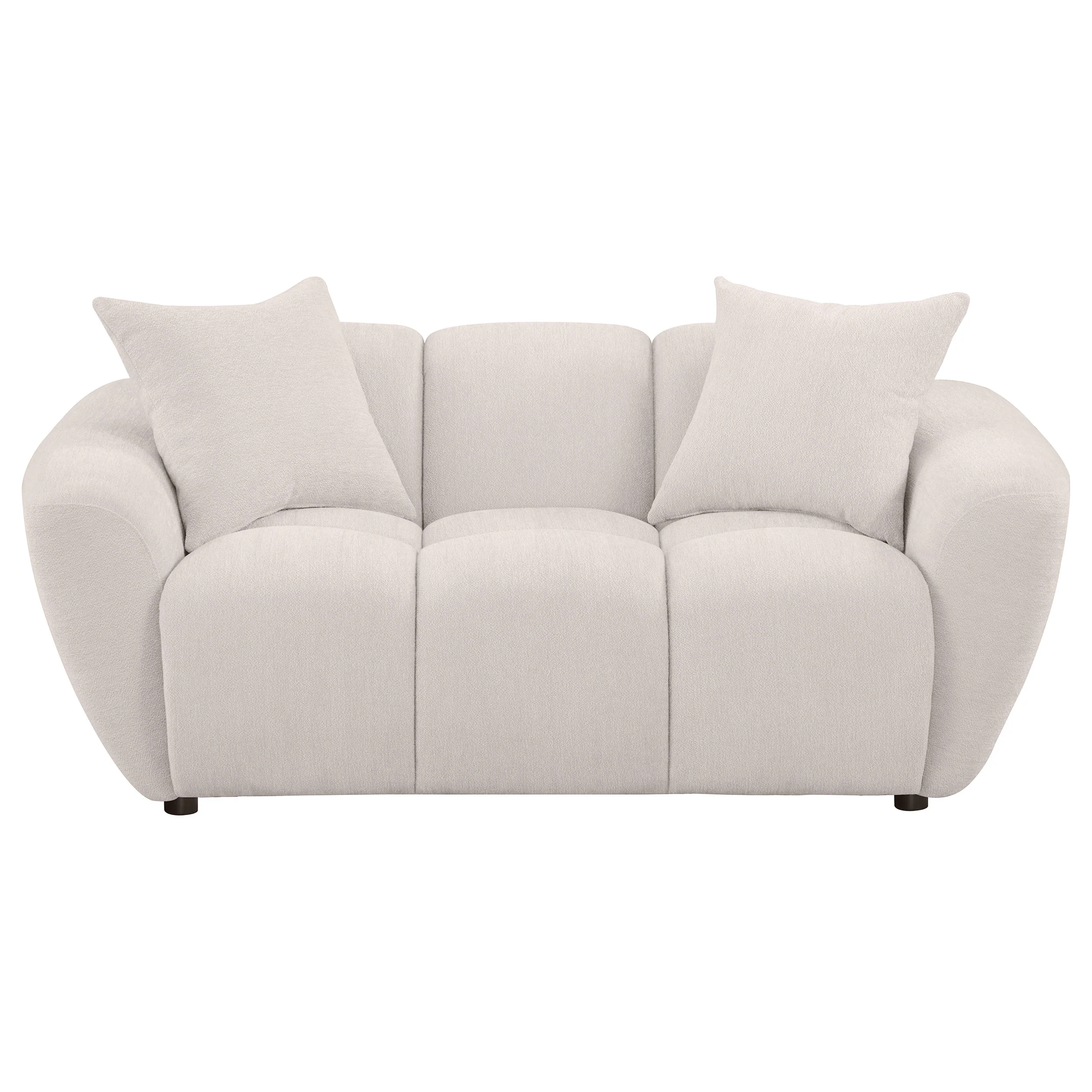 Destino Chenille Upholstered Splayed Arm Loveseat, Greige - Image 3