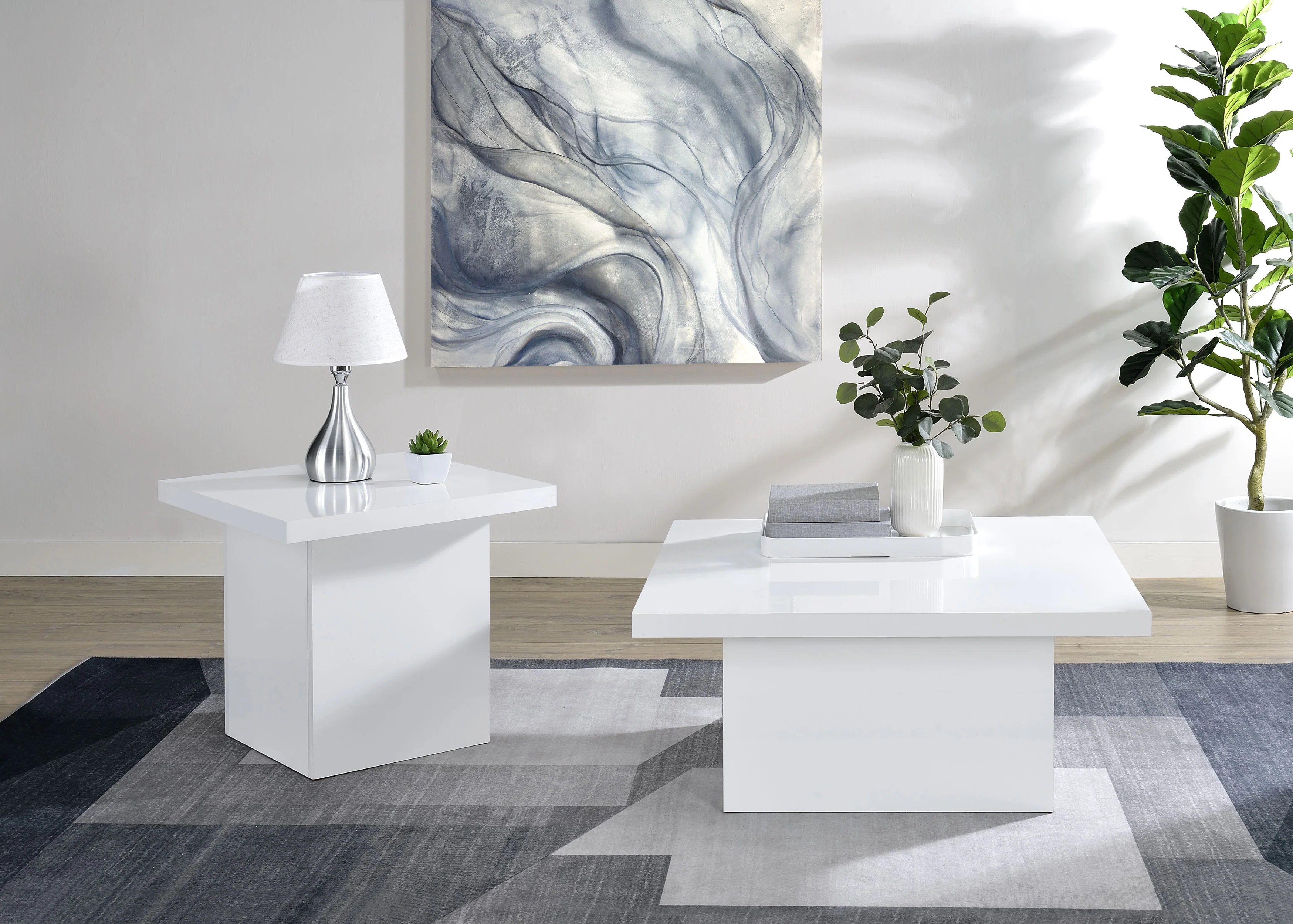 Devar Square Coffee Table in White High Gloss - Image 8