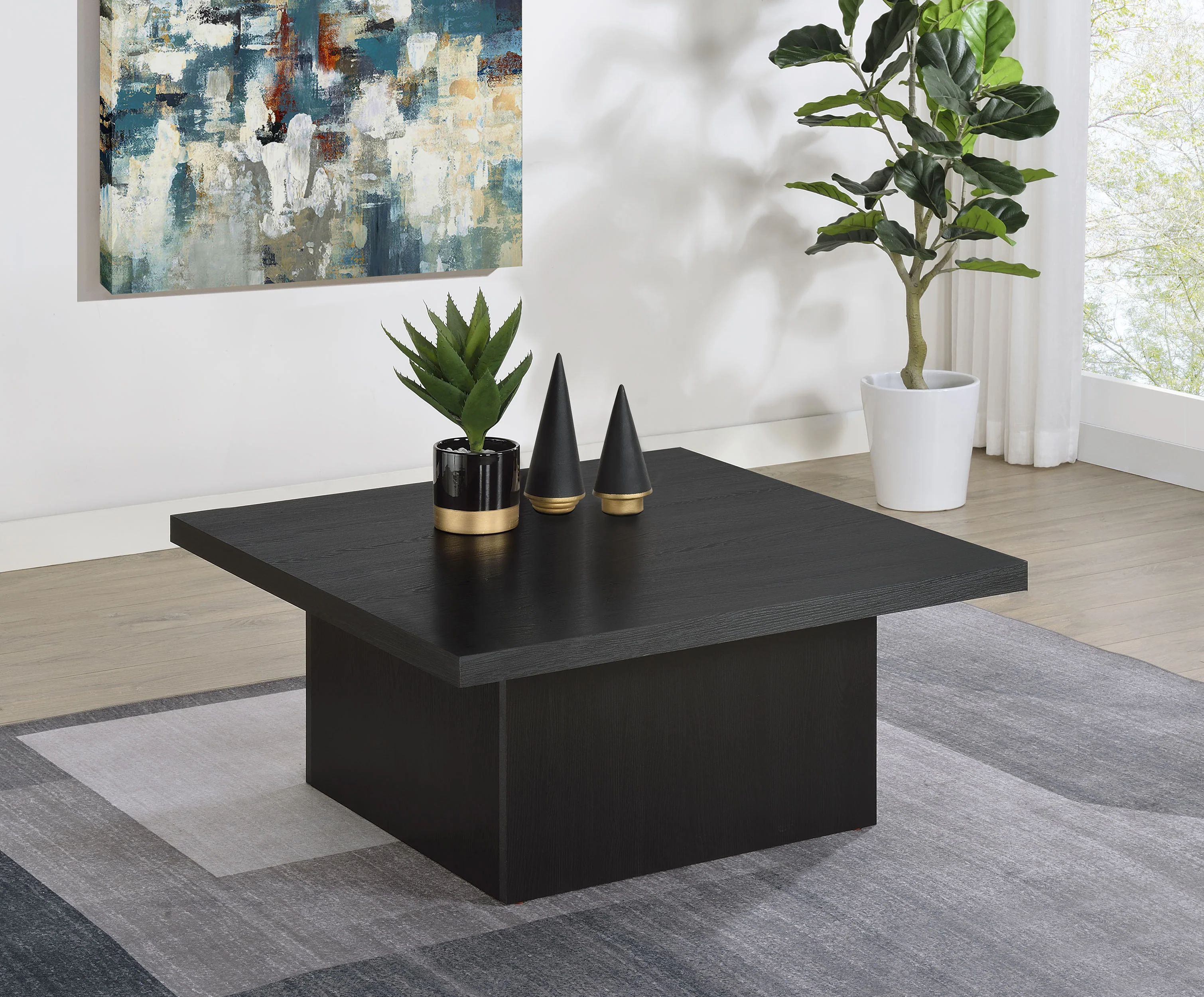 Devar Square Engineered Wood Cocktail Table Black - Image 4