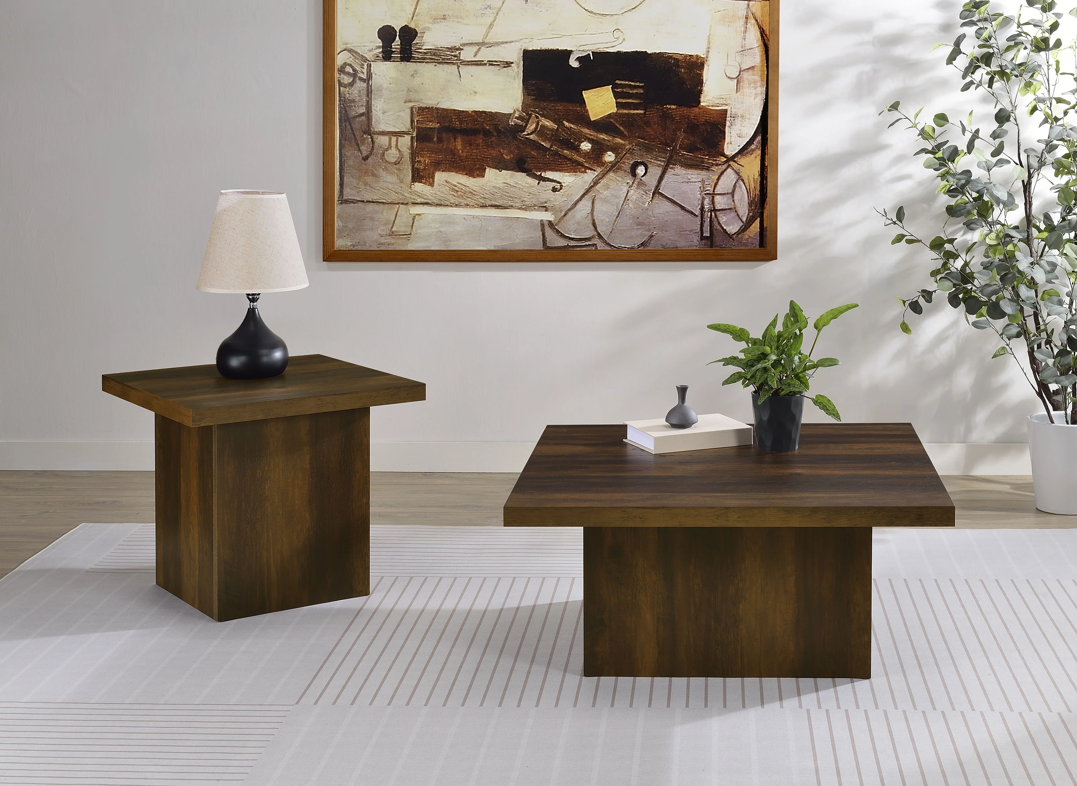 Devar Square Engineered Wood Cocktail Table Dark Pine - Image 8