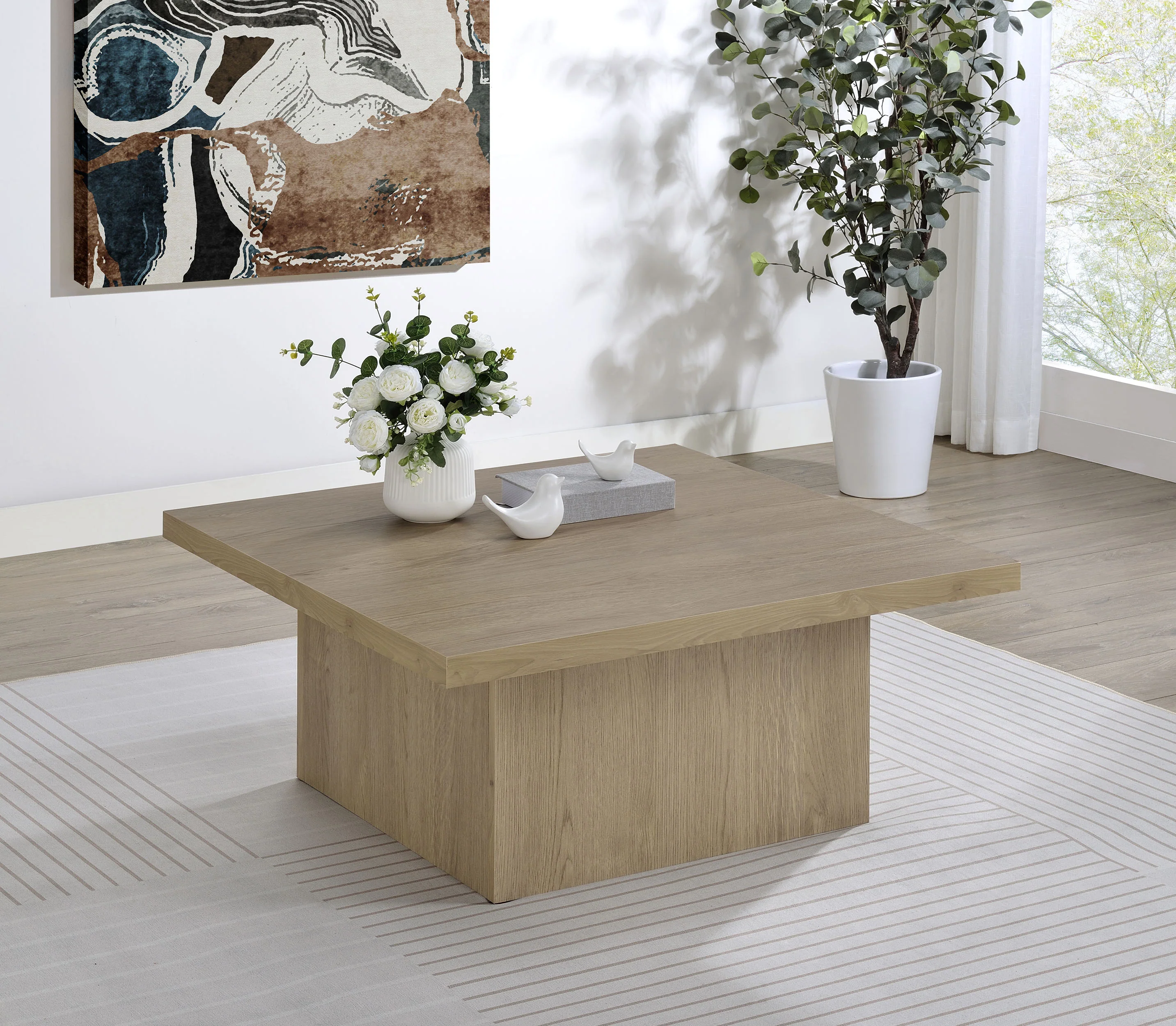 Devar Square Engineered Wood Cocktail Table, Latte - Image 3