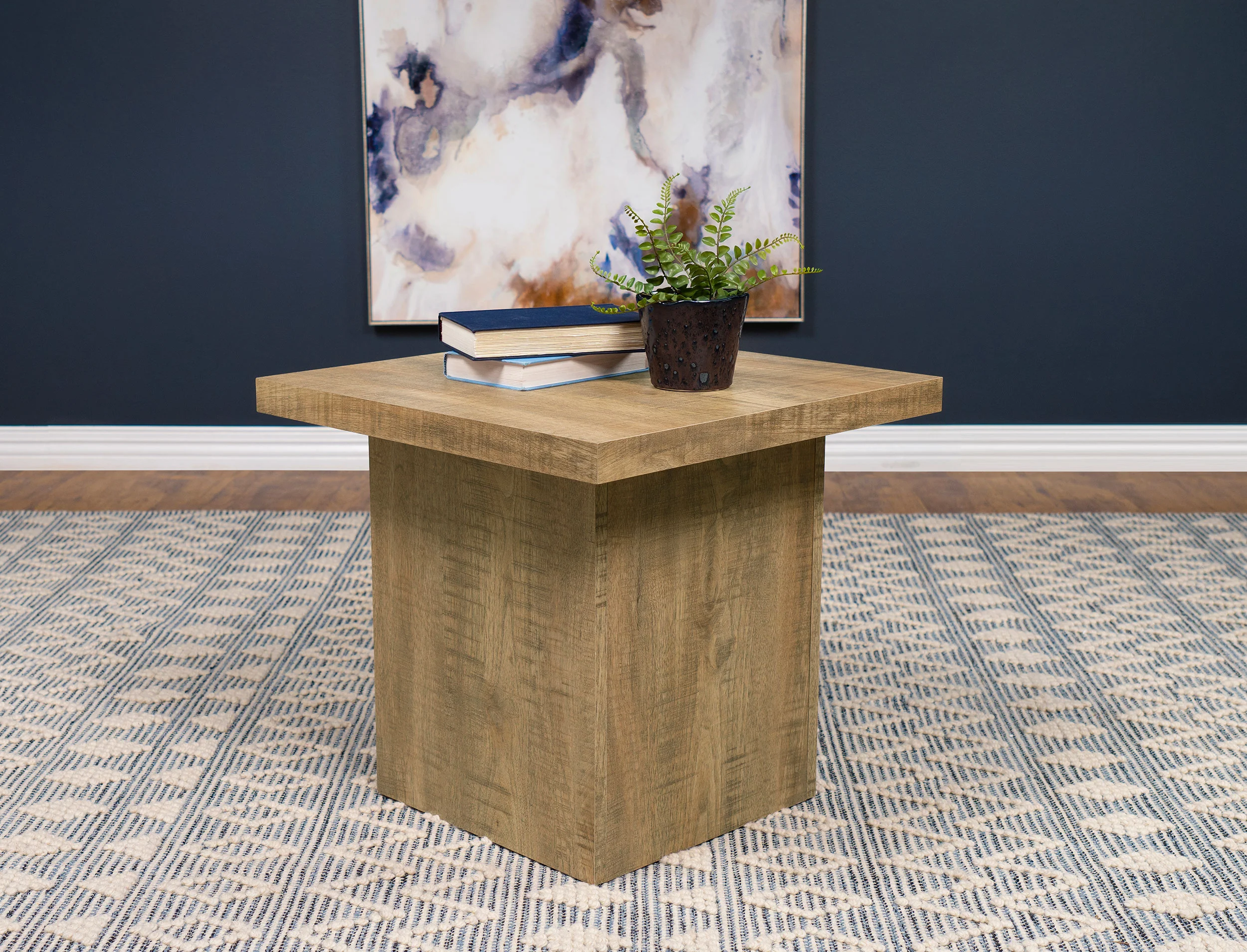 Devar Square Engineered Wood End Table, Mango Brown - Image 2