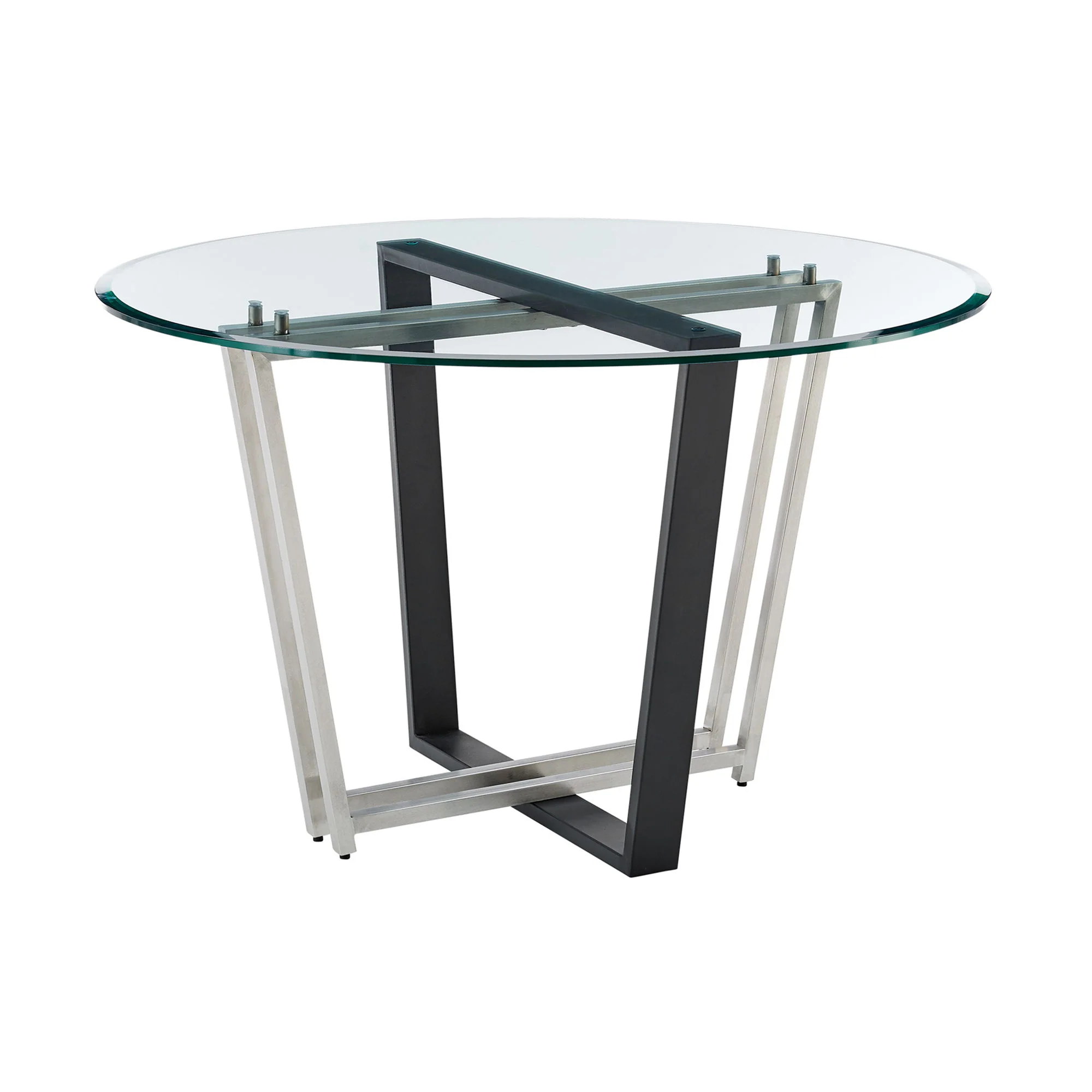 Devi Anastasia - Round Glass Dining Table Set - Matte Black - Image 2