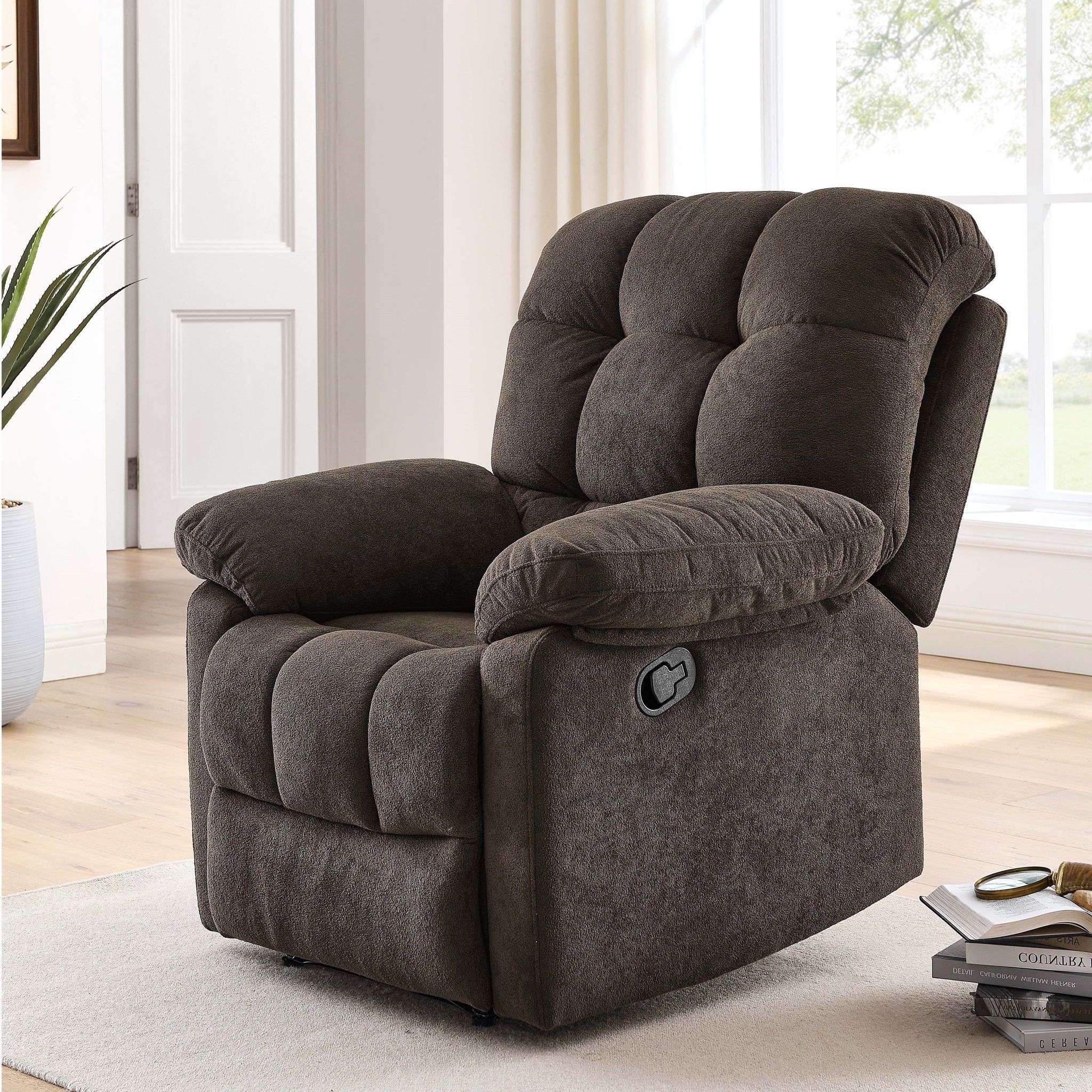 Devonaire - Manual Recliner With Padded Arms - Dark Brown - Image 4