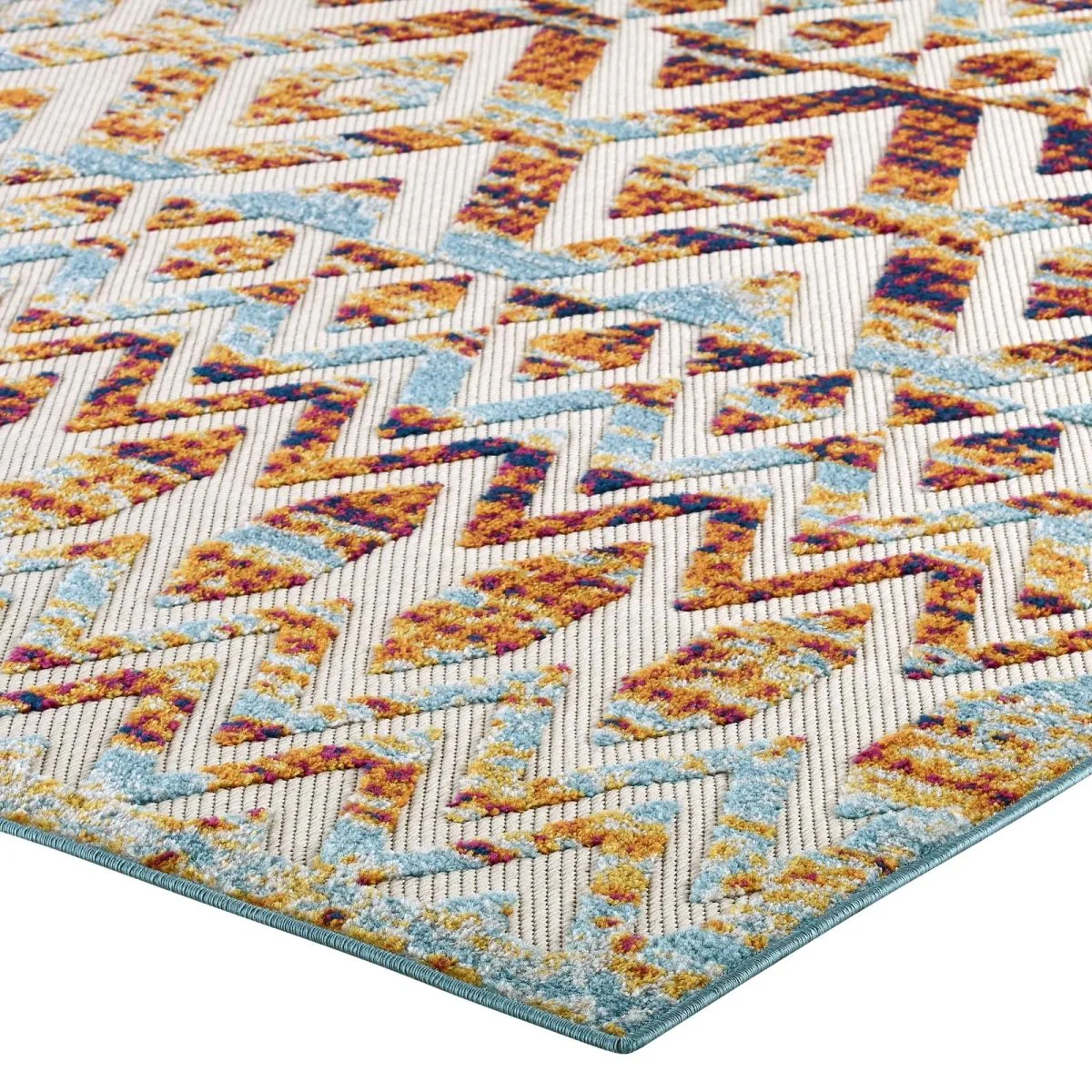 Diamond Chevron Moroccan Trellis Indoor/Outdoor Rug - Geometric Pattern Area Rug - Image 3