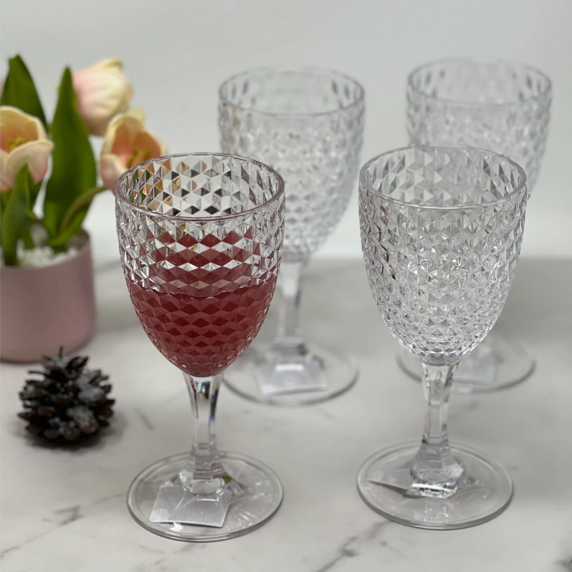 Diamond Cut Plastic Wine Glasses (Set of 4) - Image 12