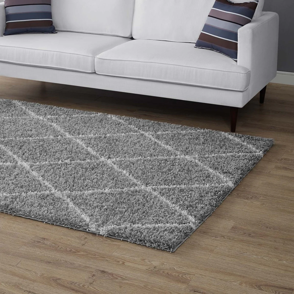 Diamond Lattice Shag Area Rug Soft Plush Geometric Floor Rug for Living Room - Image 27