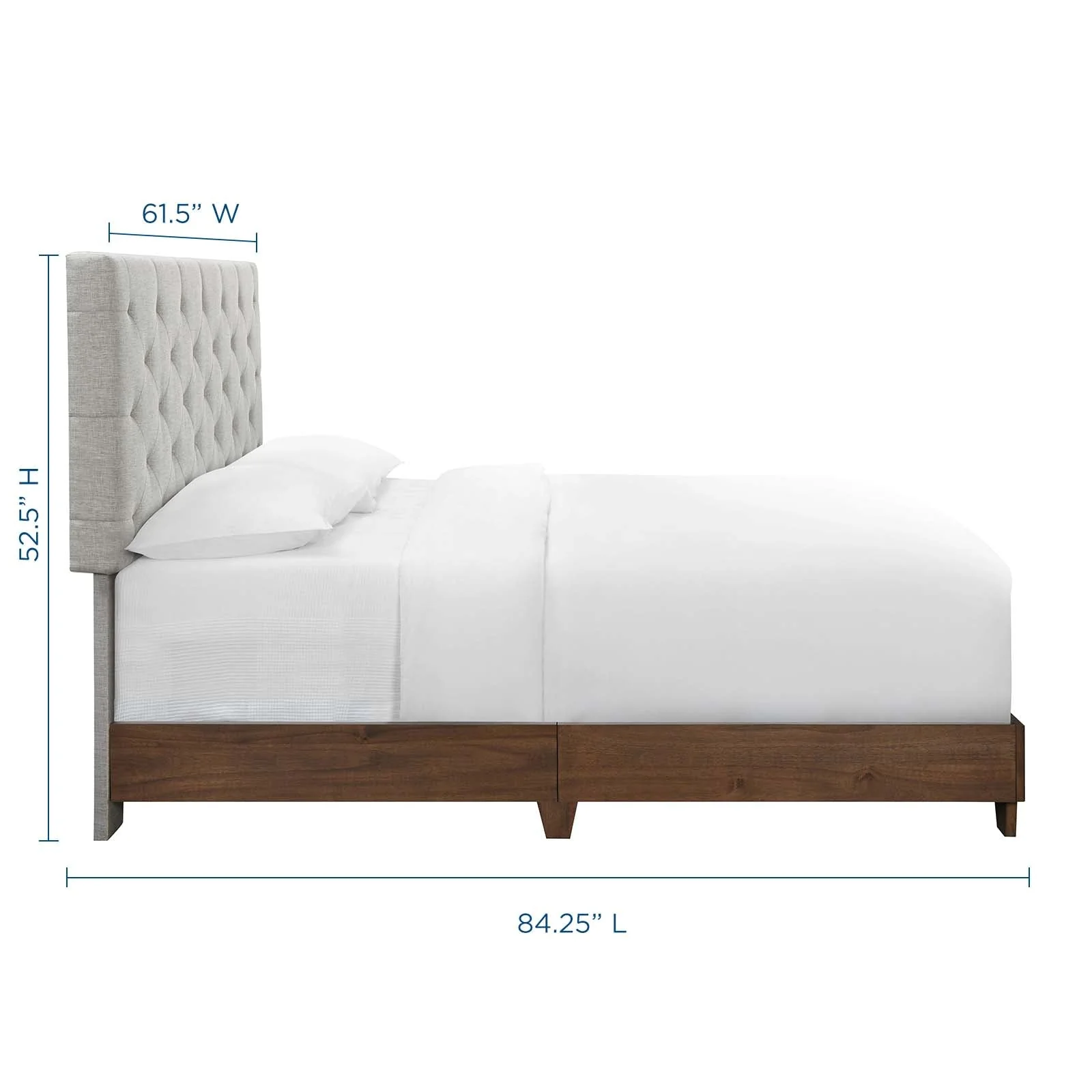 Diamond Tufted Upholstered Fabric Bed - Image 2