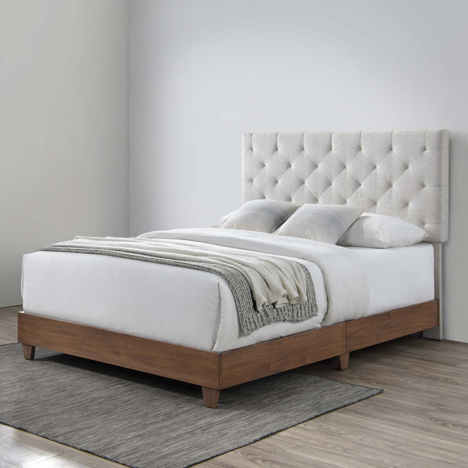 Diamond Tufted Upholstered Fabric Bed - Image 5