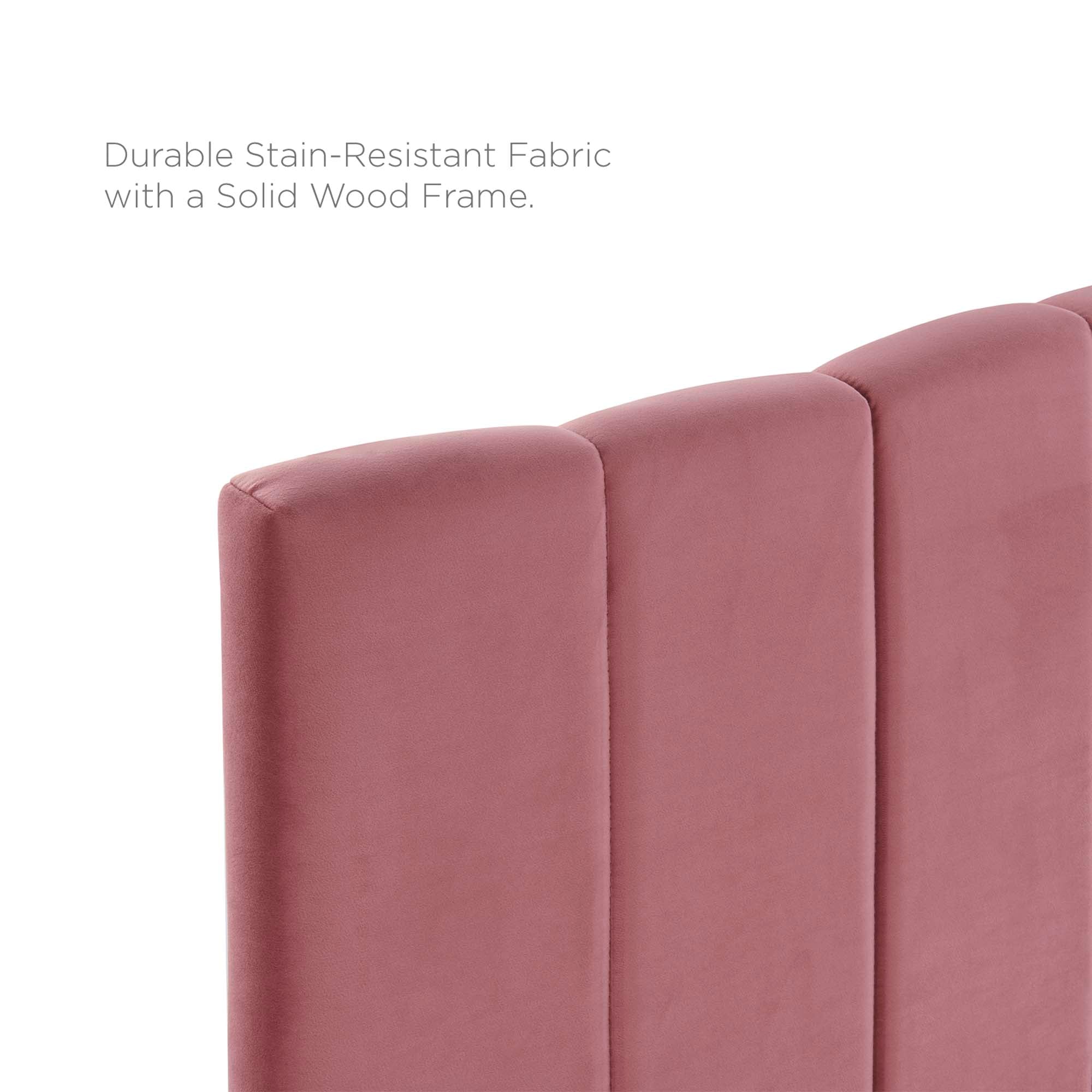 Channel Tufted Upholstered Headboard with Performance Velvet - Image 8