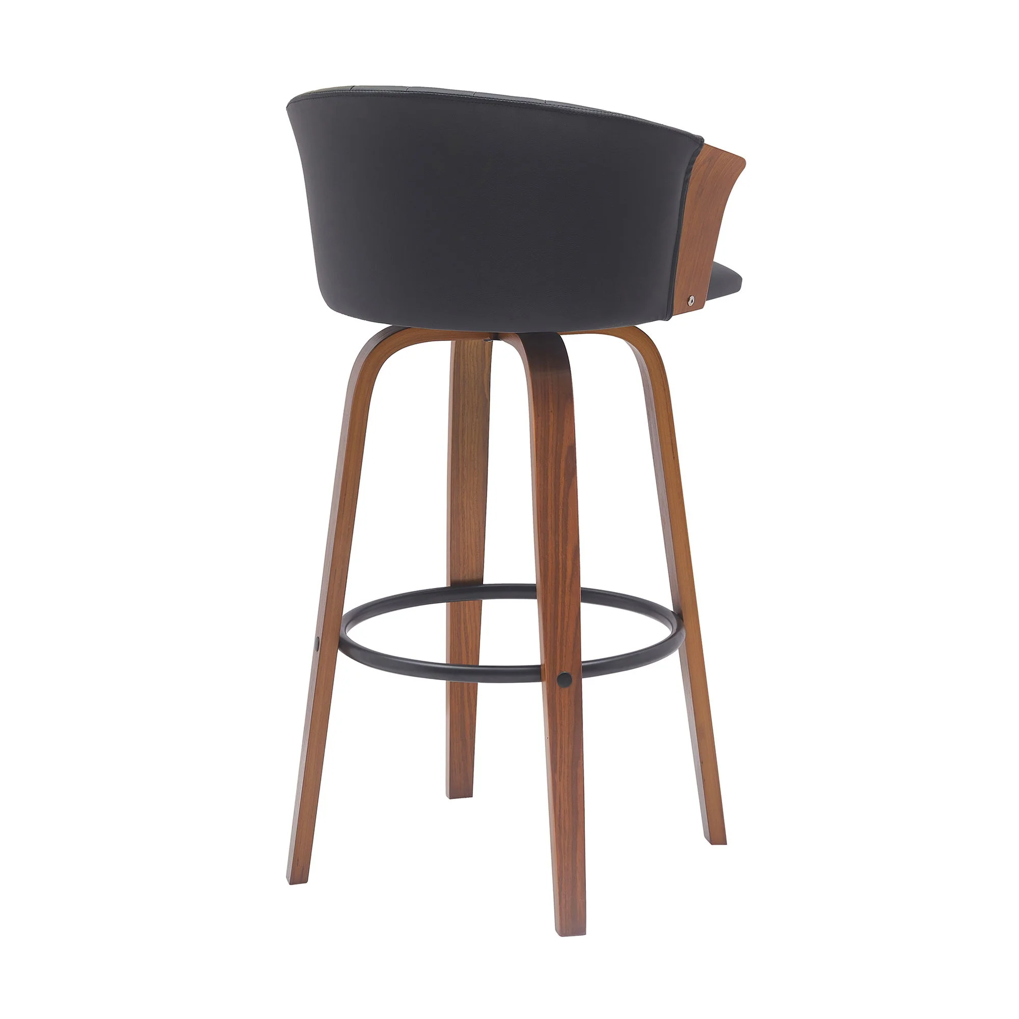 Diana - Swivel Walnut Wood Faux Leather Counter Stool - Image 18