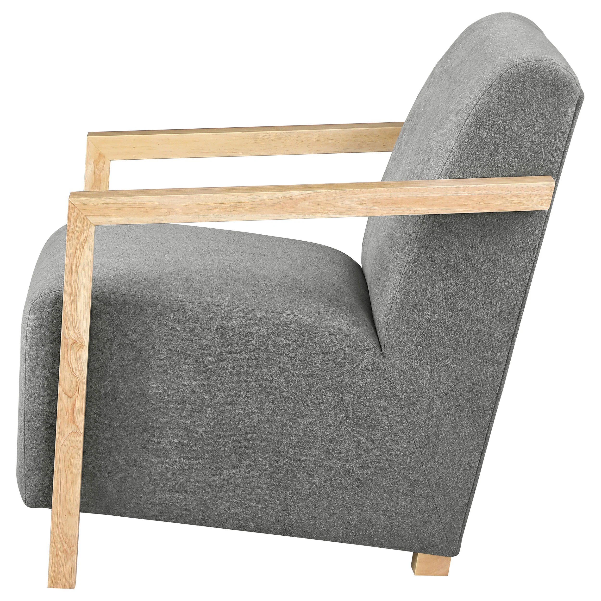 Diego Upholstered Accent Arm Chair with Wood Arms Grey - Image 2