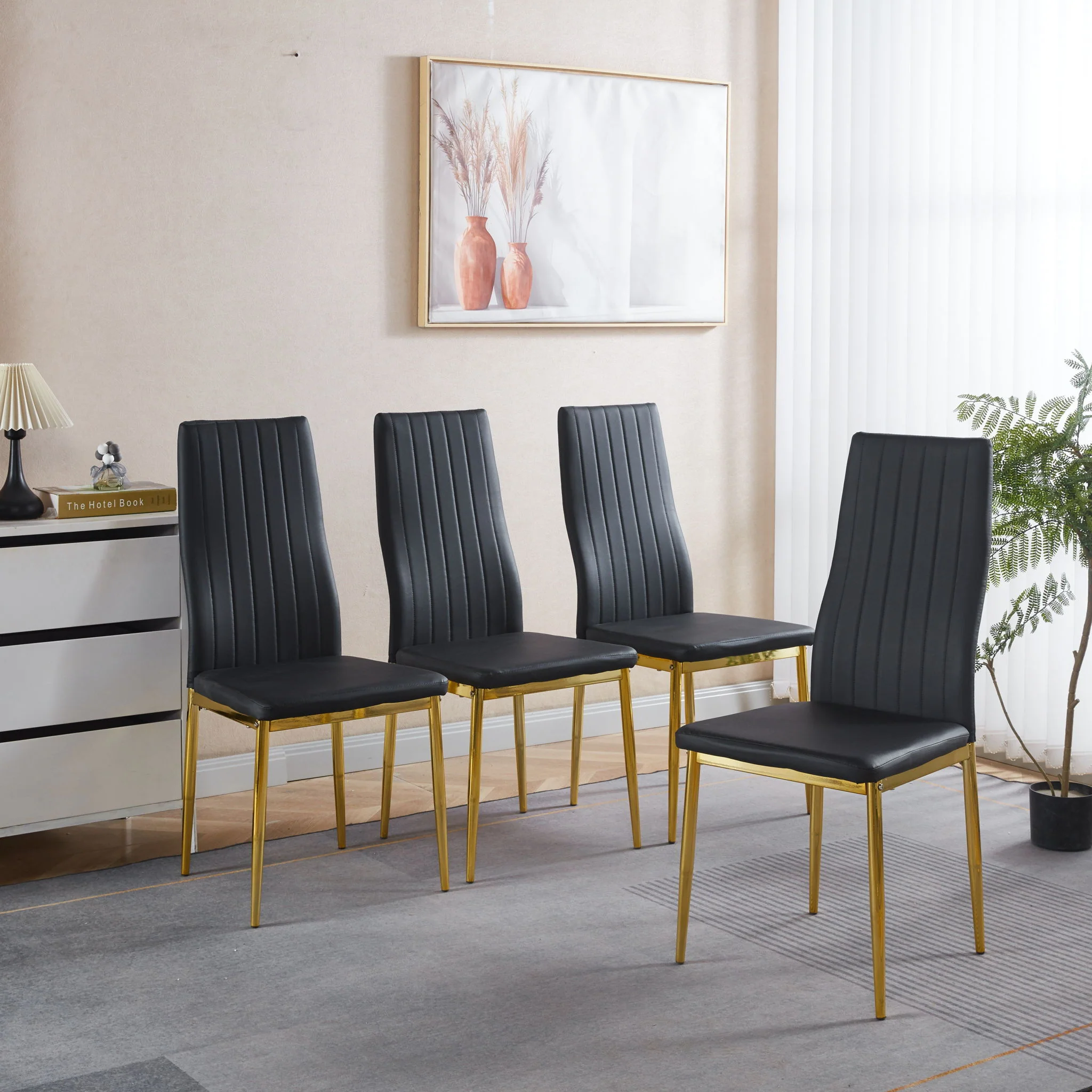 Dining Chair (Set of 4) - Golden Black - Image 8