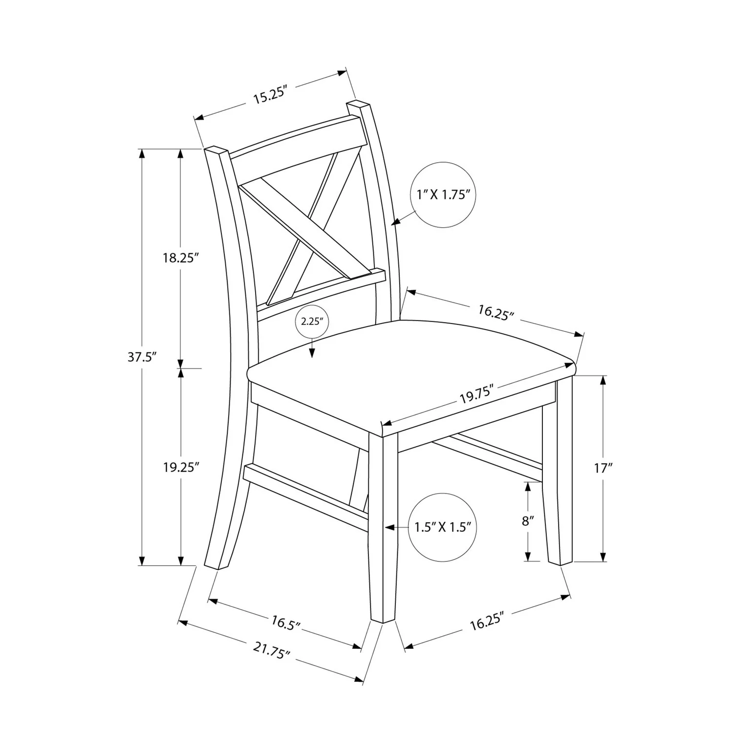 Dining Chair Side, Upholstered For Dining Room, Transitional (Set of 2) - Image 10