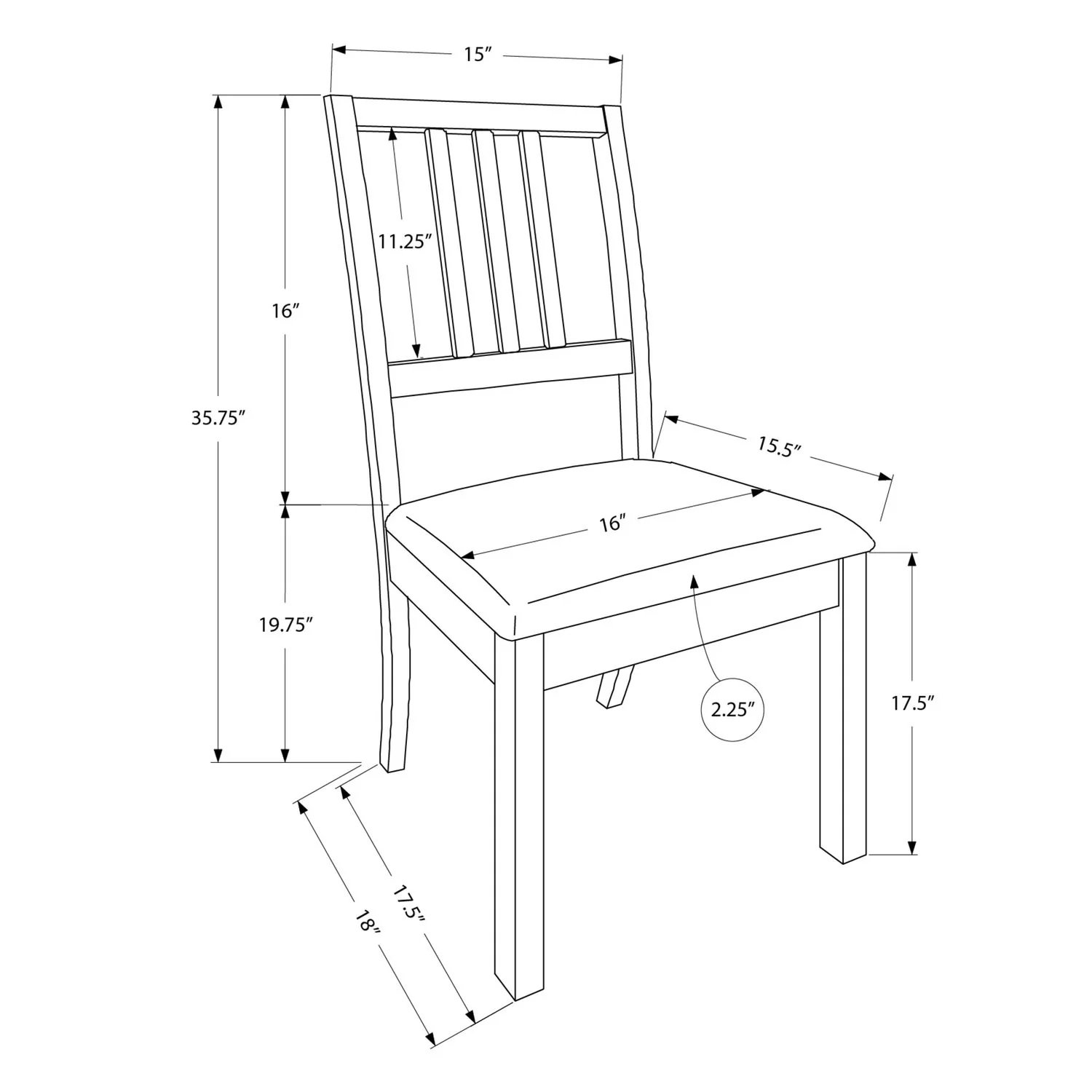 Dining Chair, Side, Upholstered For Dining Room, Transitional (Set of 2) - Brown - Image 3