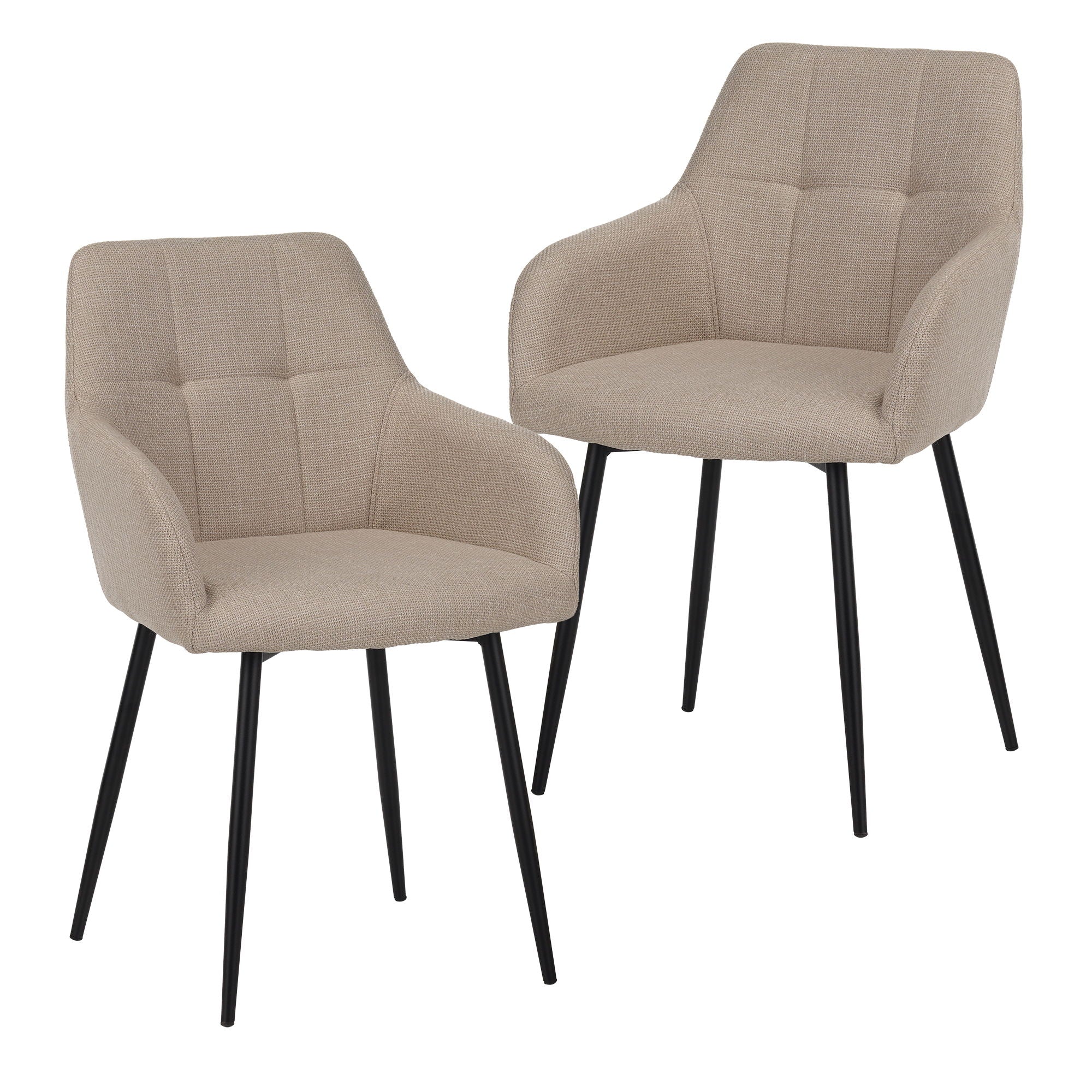 Dining Chair With Backrest And Wide Seat (Set of 2) - Beige - Image 7