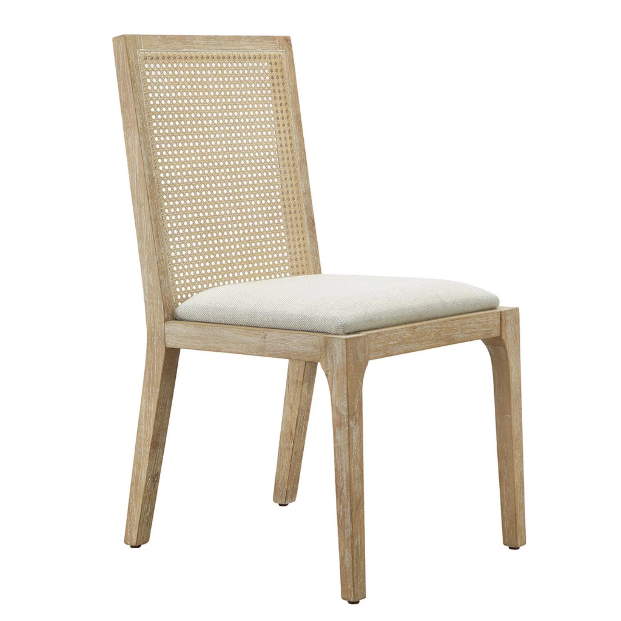 Dining Chair With Synthetic Cane Back And Upholstered Seat (Set of 2) - Natural - Image 5