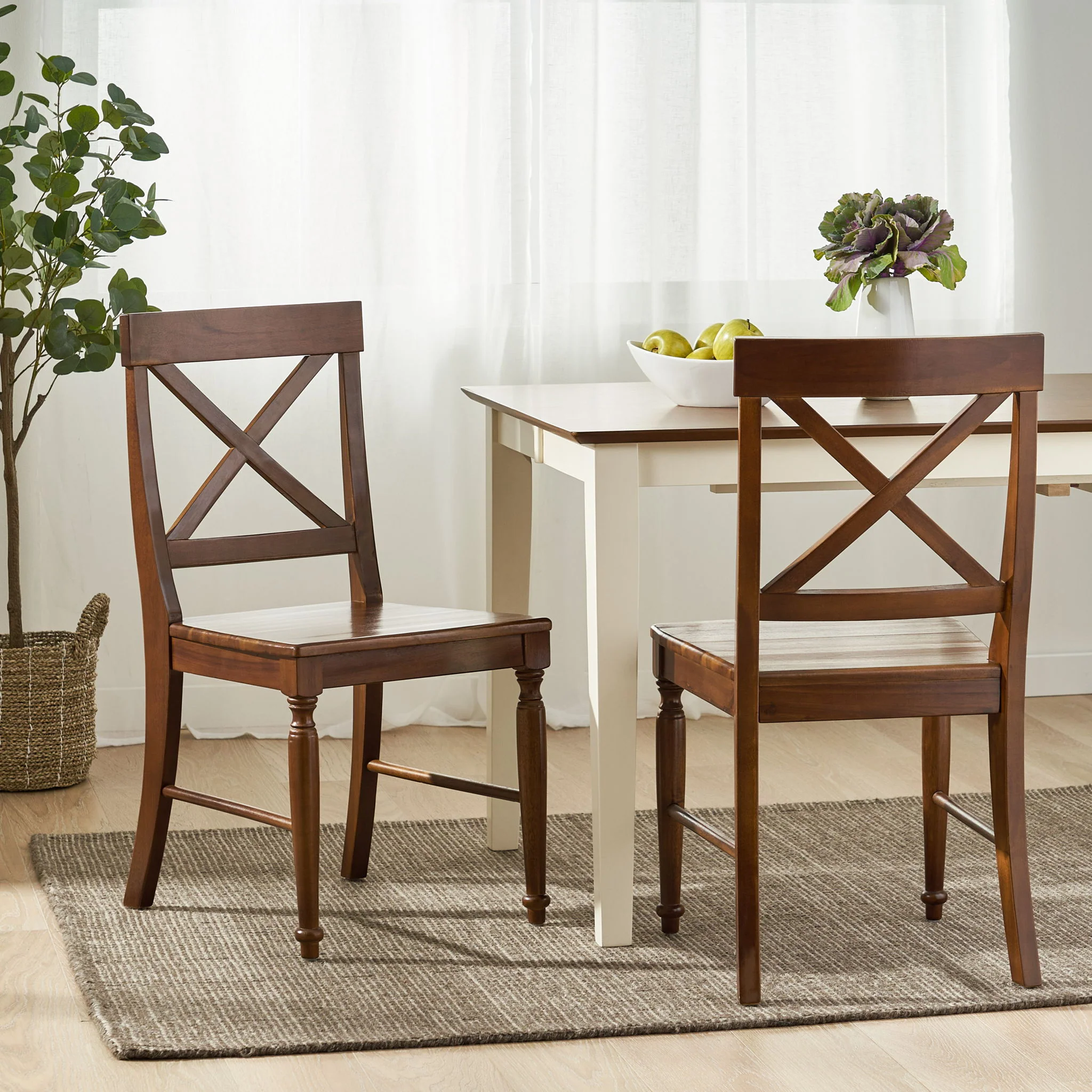Dining Chair With X Shaped Back (Set of 2) - Image 4