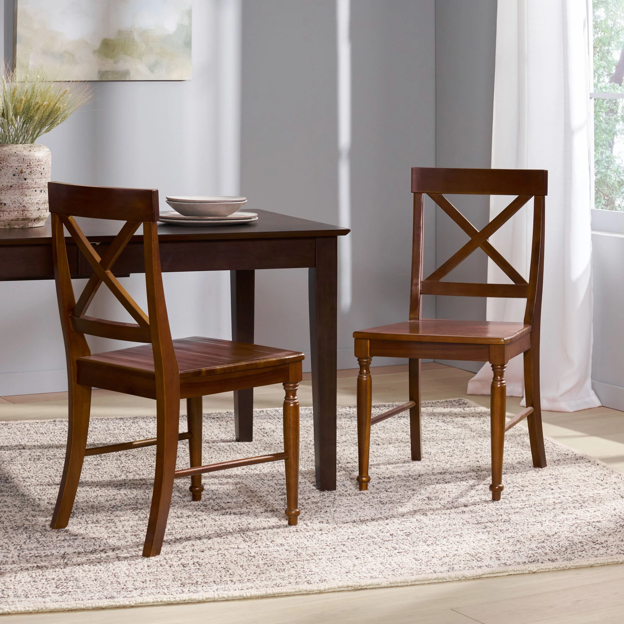 Dining Chair With X Shaped Back (Set of 2) - Image 5