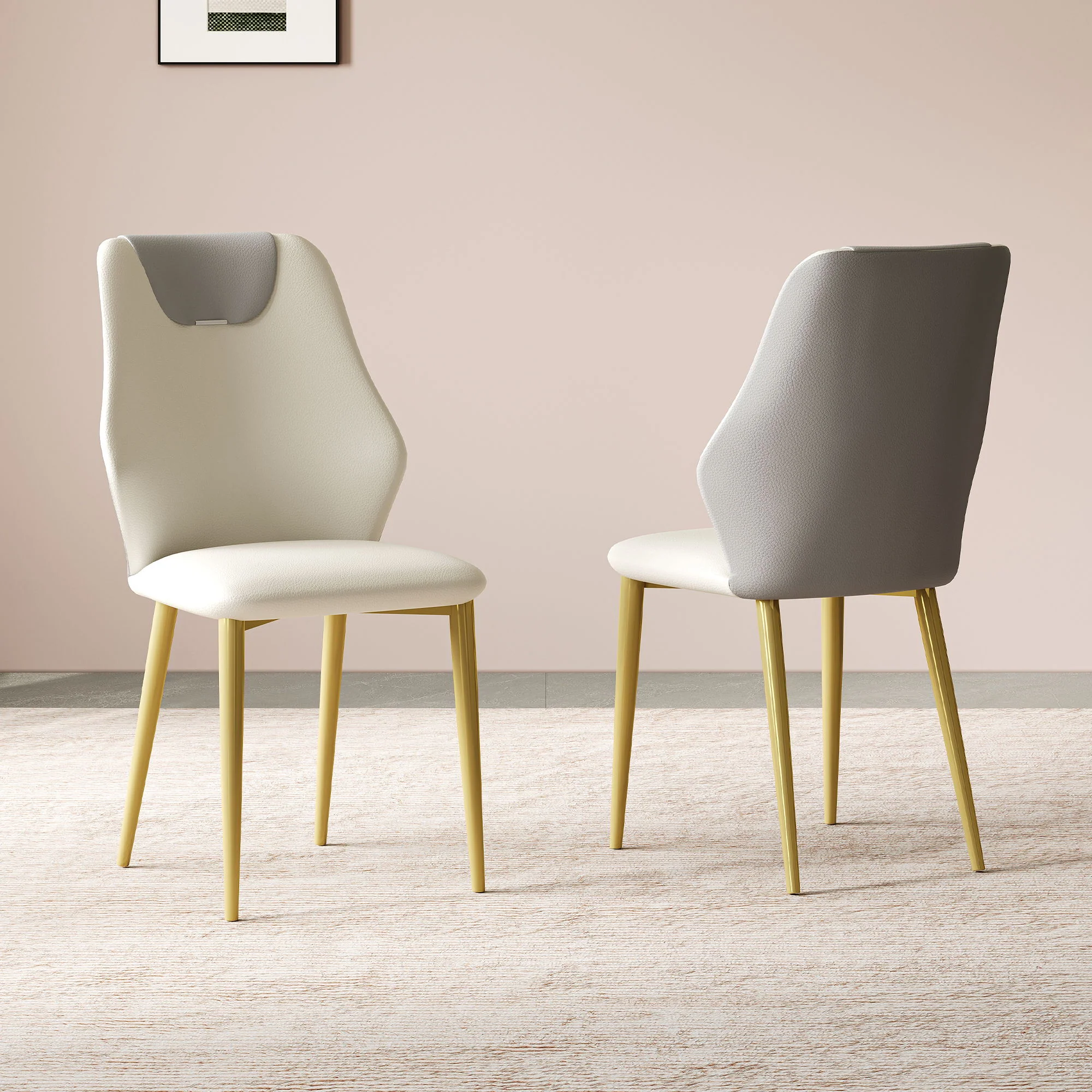 Dining Chairs (Set of 2) - Beige / Gray - Image 8