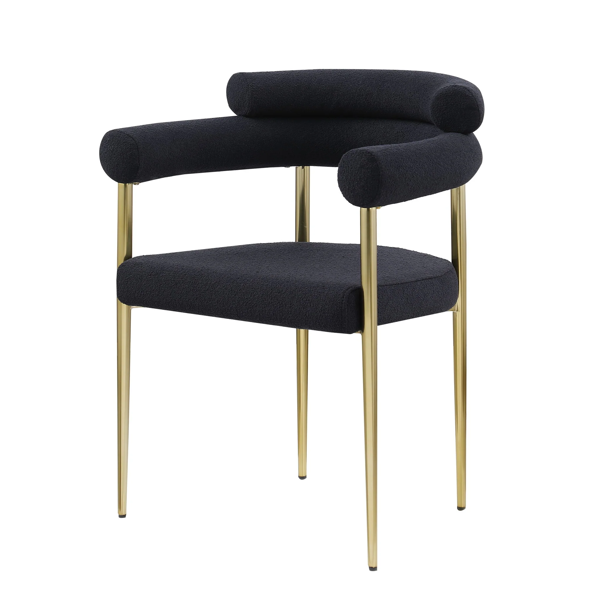 Dining Chairs (Set of 2), Mid-Century Modern Dining Chairs, Kitchen Dining Room Chairs, Round Boucle Backrest Sherpa Dining Chair With Brushed Metal Legs - Image 7