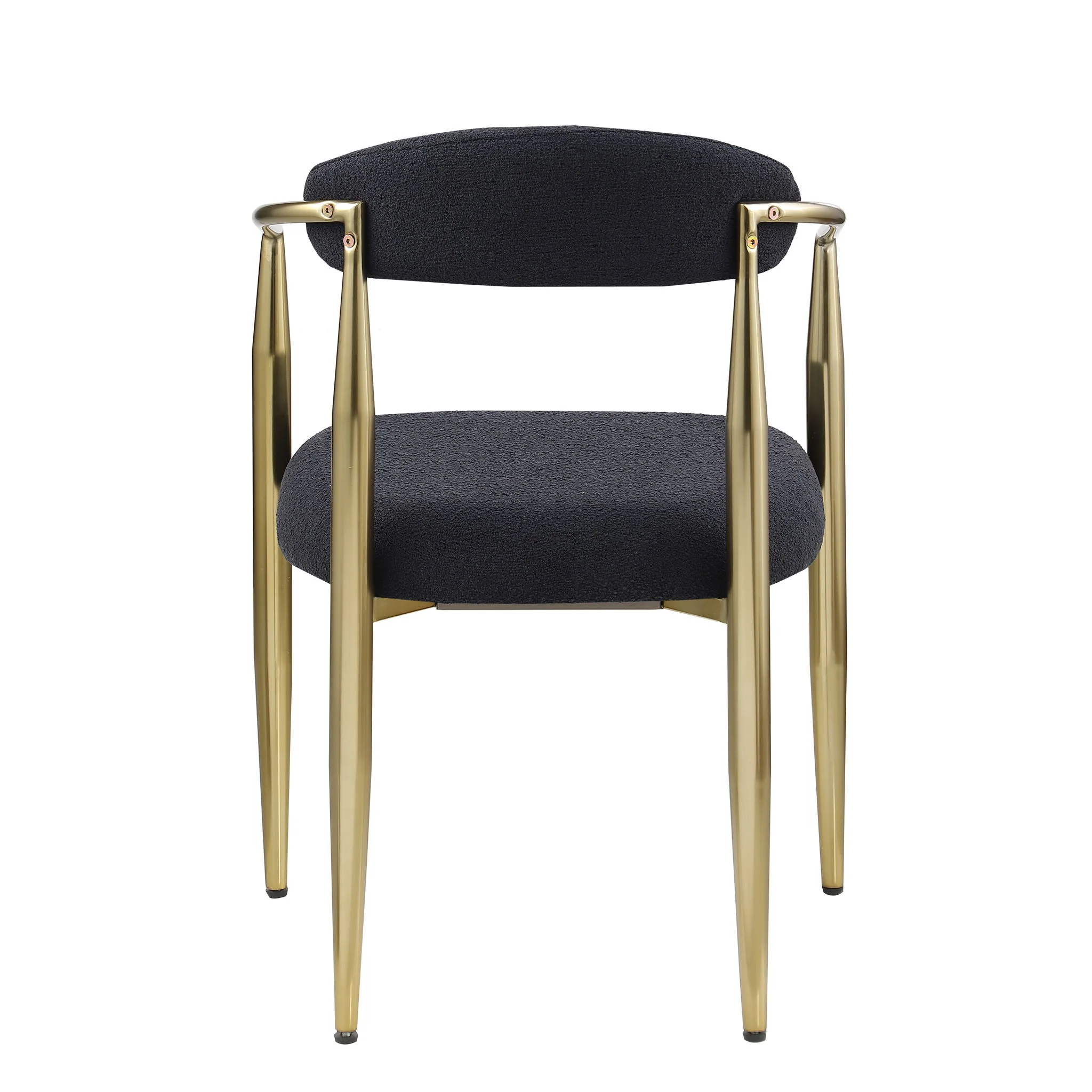 Dining Chairs (Set of 2), Mid-Century Modern Dining Chairs, Kitchen Dining Room Chairs, Round Boucle Backrest Sherpa Dining Chair With Metal Legs - Image 11