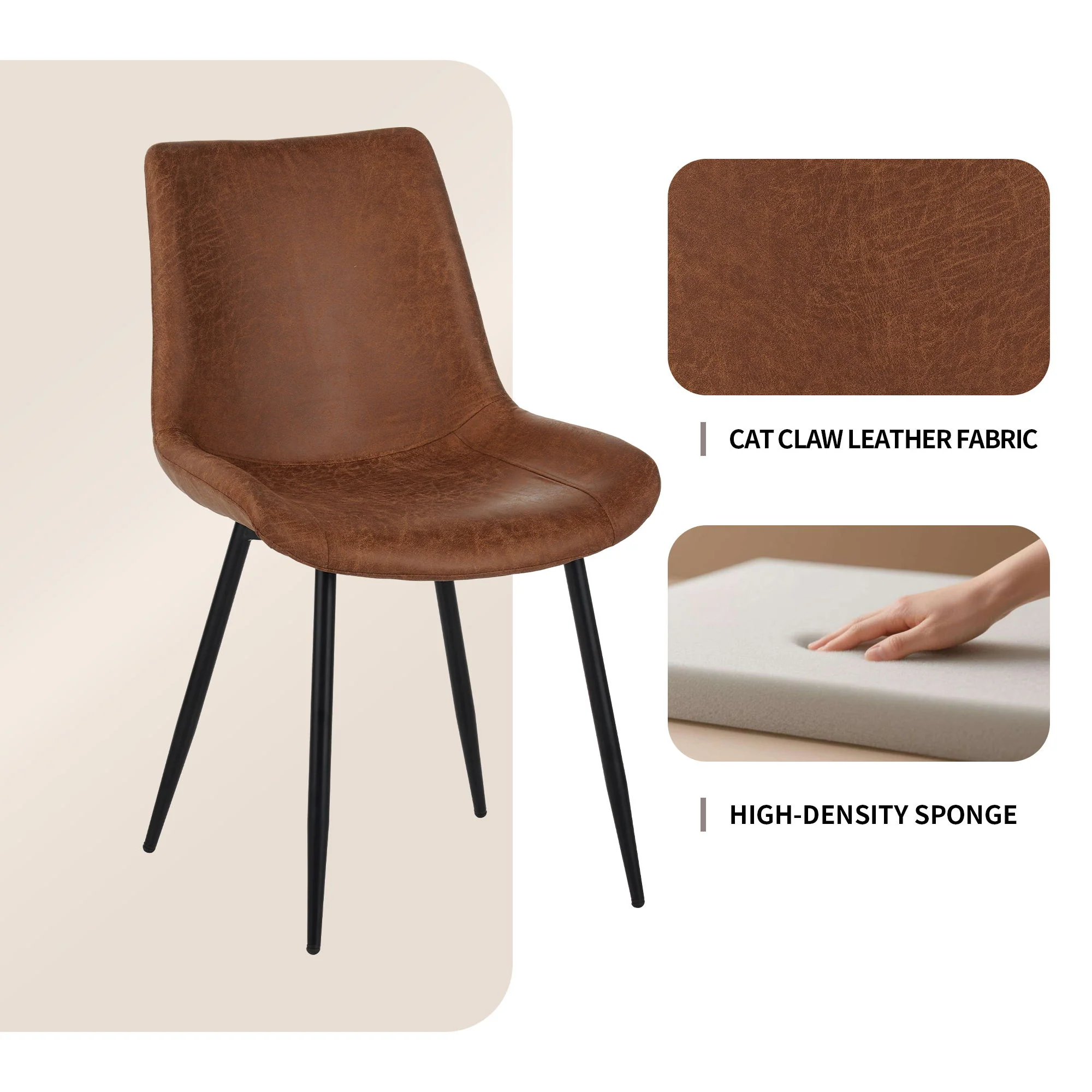 Dining Chairs (Set of 4) - Brown - Image 5