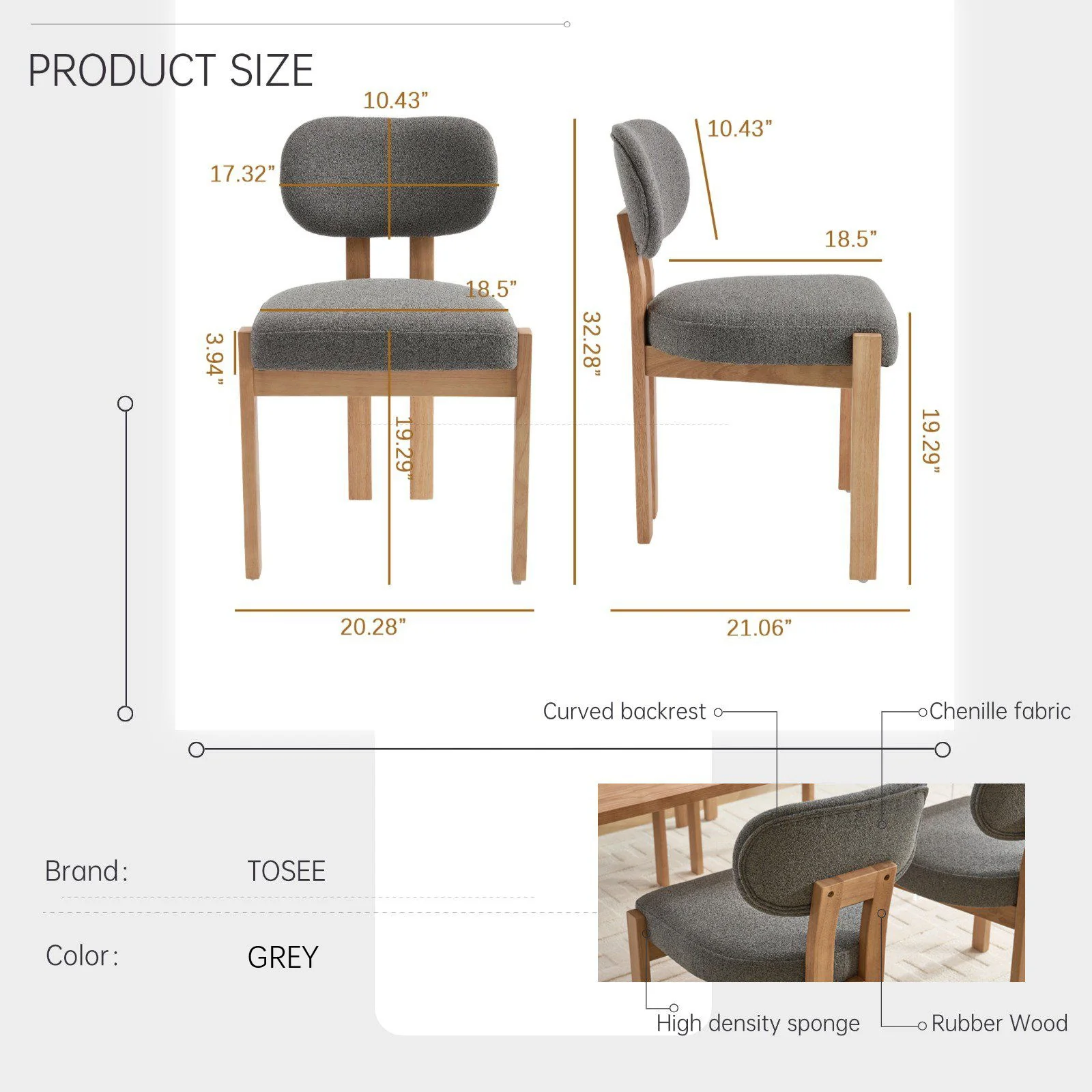 Dining Chairs With Ergonomic Backrest And Adjustable Feet (Set of 2) - Image 15