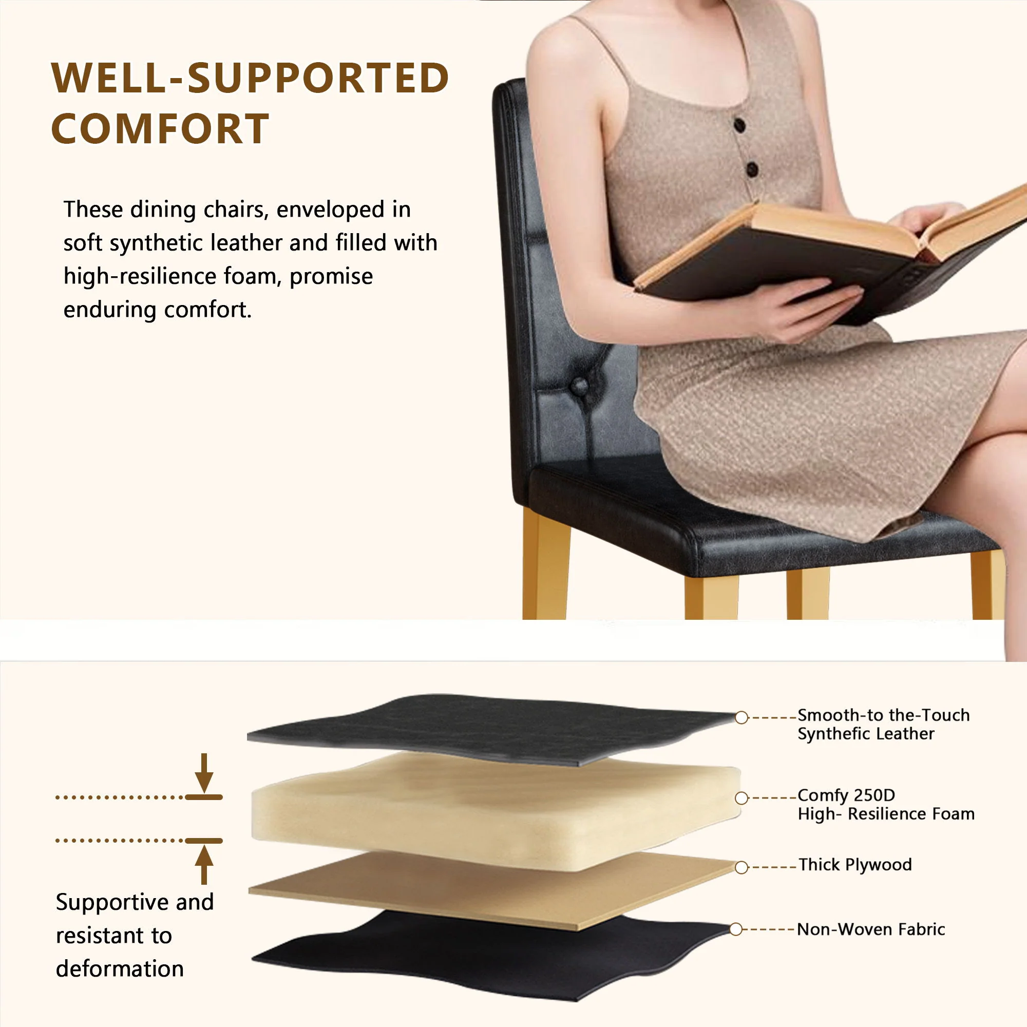 Dining Chairs With Ergonomic Buckle Backrest Comfort - Image 15