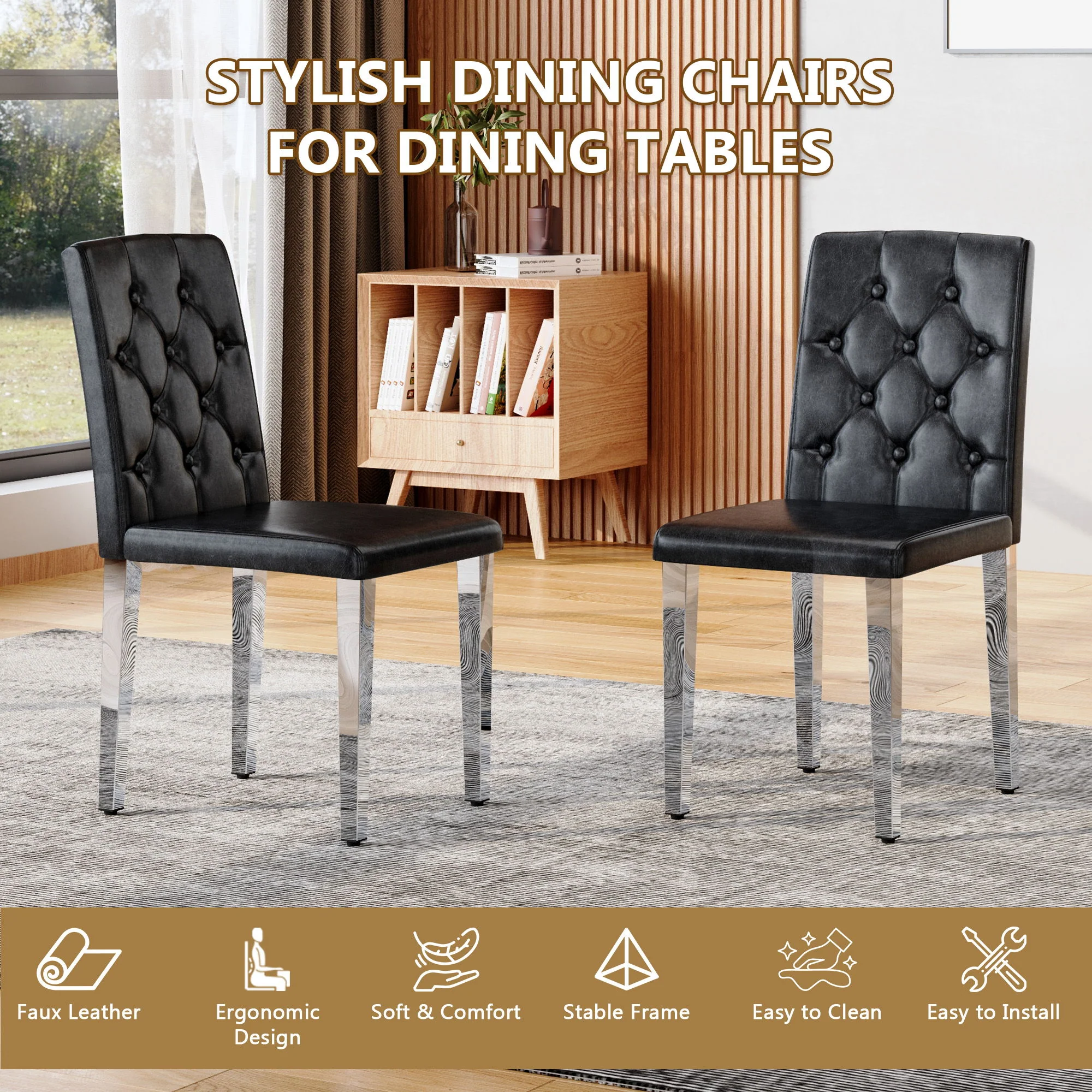 Dining Chairs With Ergonomic Buckle Backrest For Home - Image 4