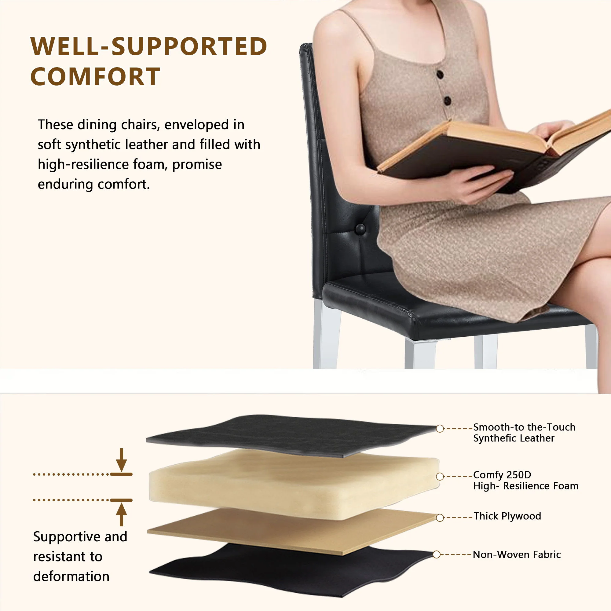 Dining Chairs With Ergonomic Buckle Backrest For Home - Image 5