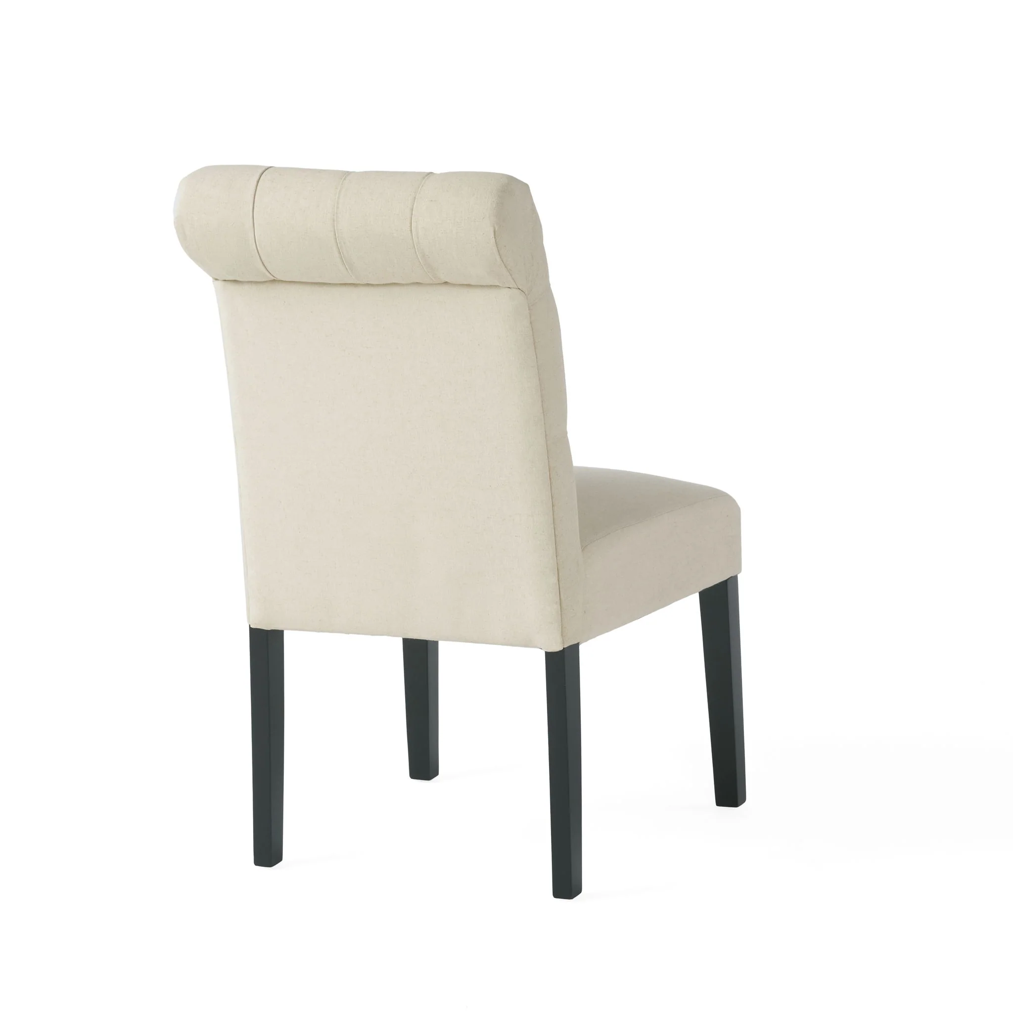Dining Rolltop Chairs (Set of 2), Upholstered Armless Chair With Wood Leg - Ivory - Image 6