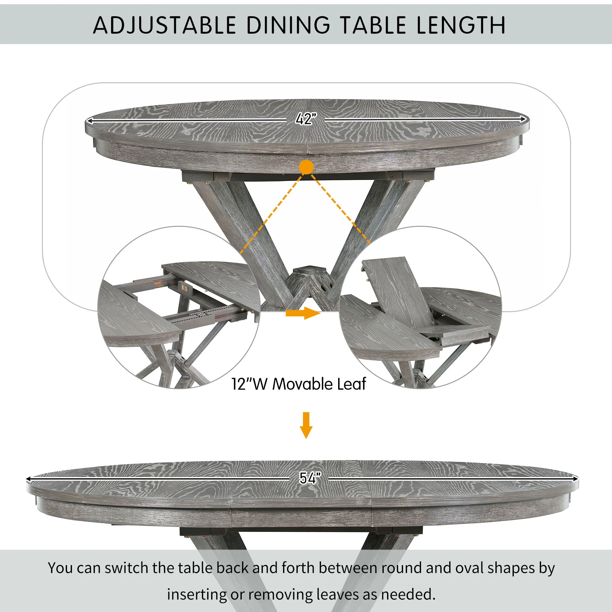 Dining Set With Extendable Round Table And 4 Upholstered Chairs - Image 15