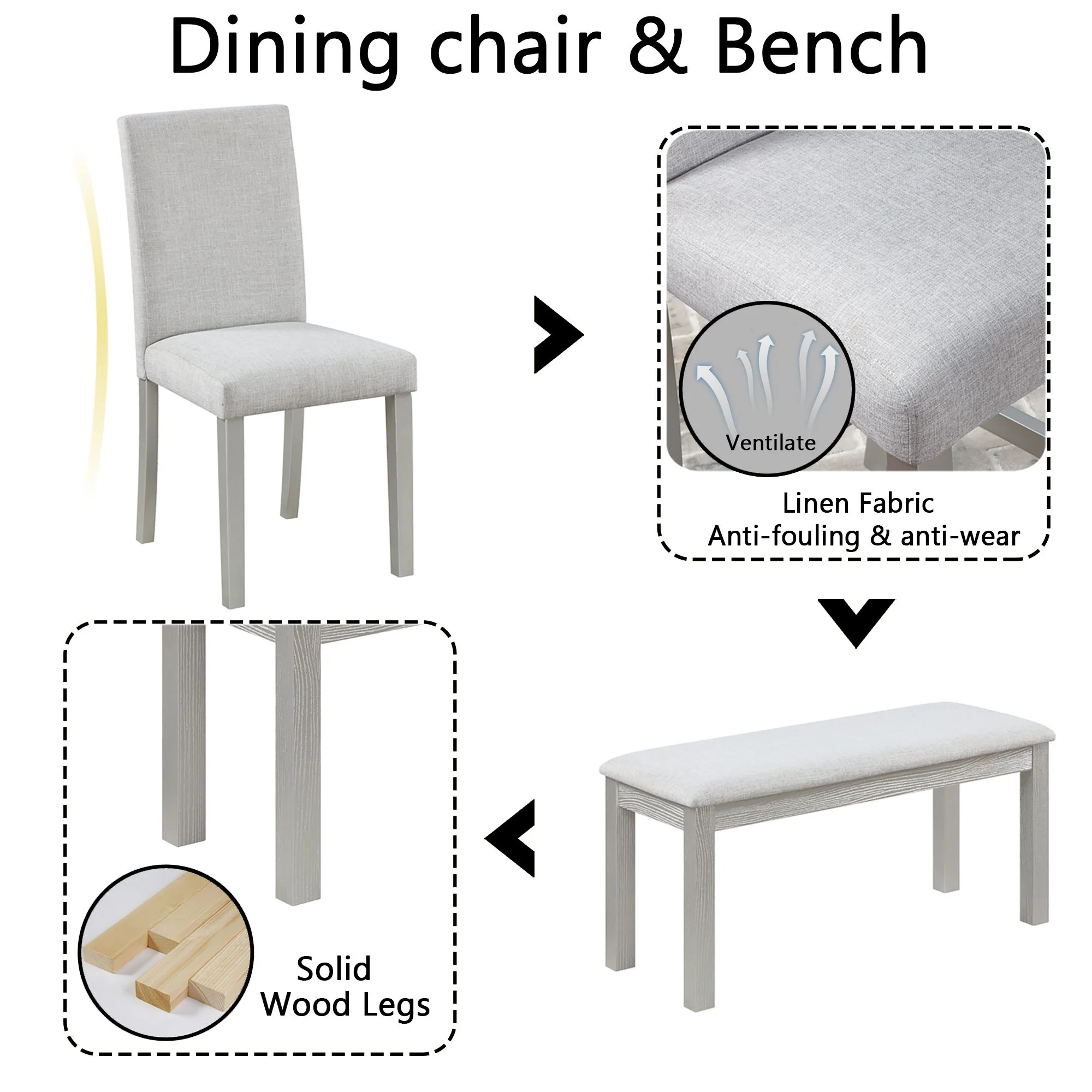 Dining Table Set With Crystal Decoration And Upholstered Chairs - Image 32