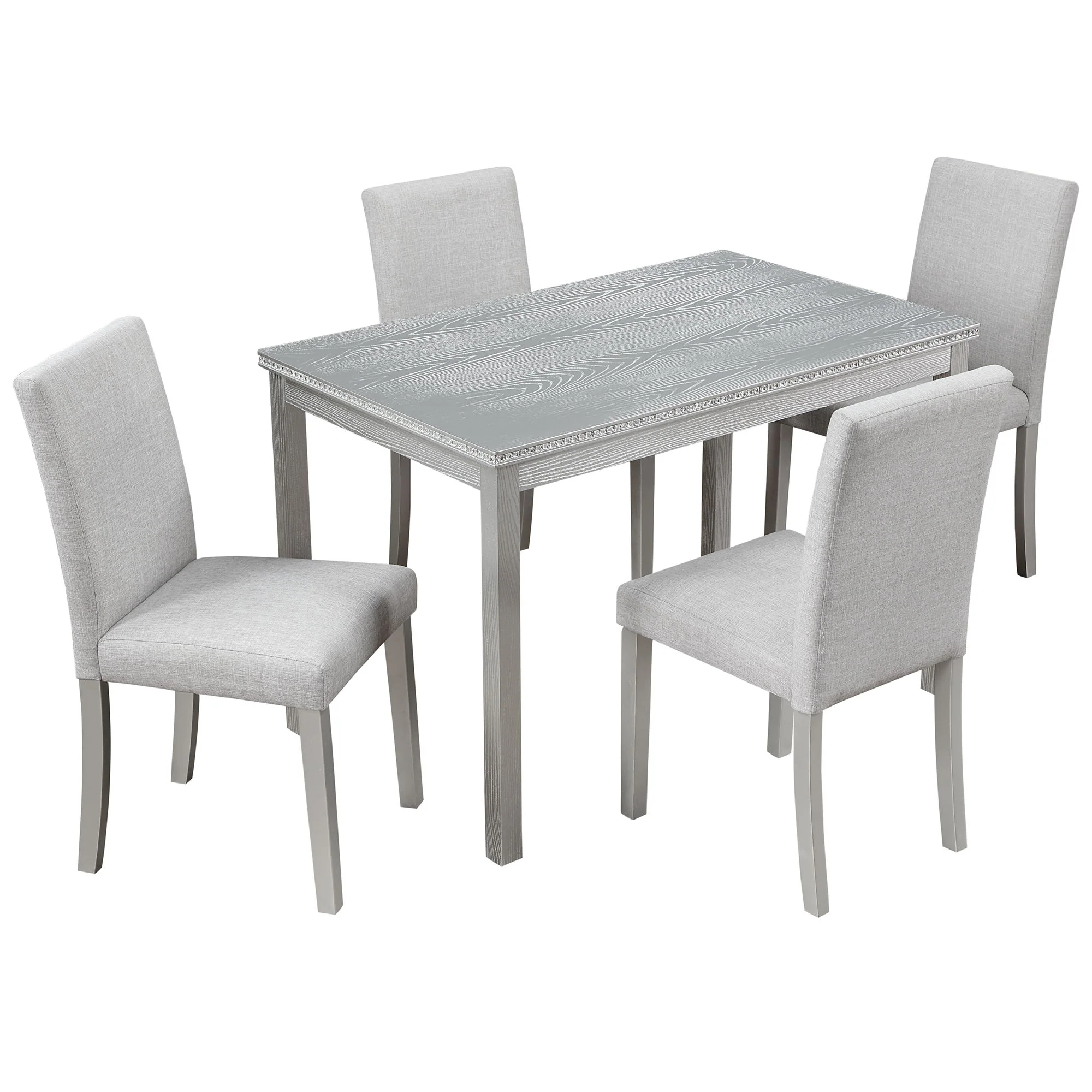Dining Table Set With Crystal Decoration And Upholstered Chairs - Image 4