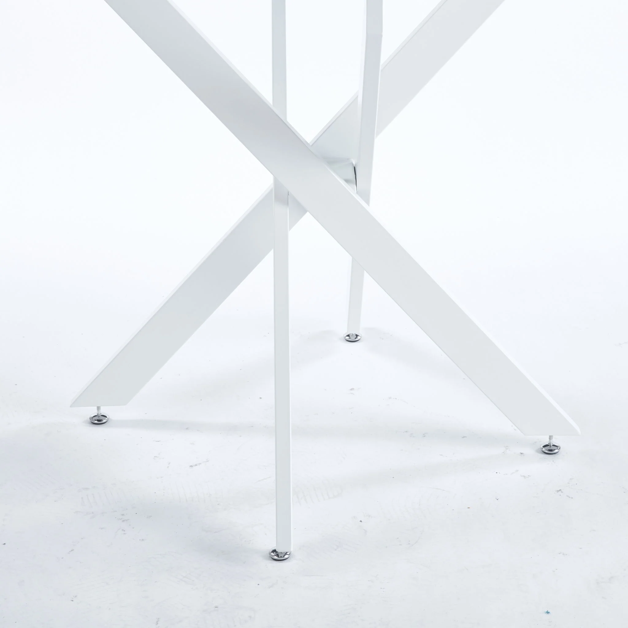 Dining Table With Cross Metal Leg And Tempered Glass, Modern Space Saving Kitchen Table For Living Room - Image 22