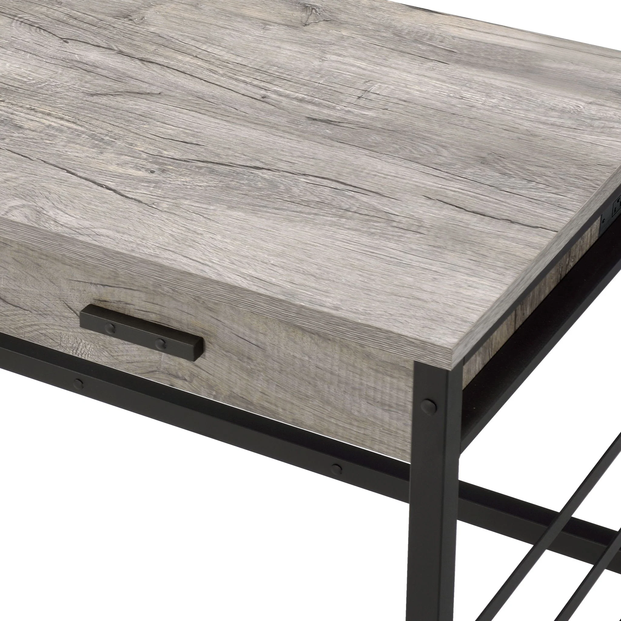 Disho - Weathered Writing Desk With USB - Oak - Image 5