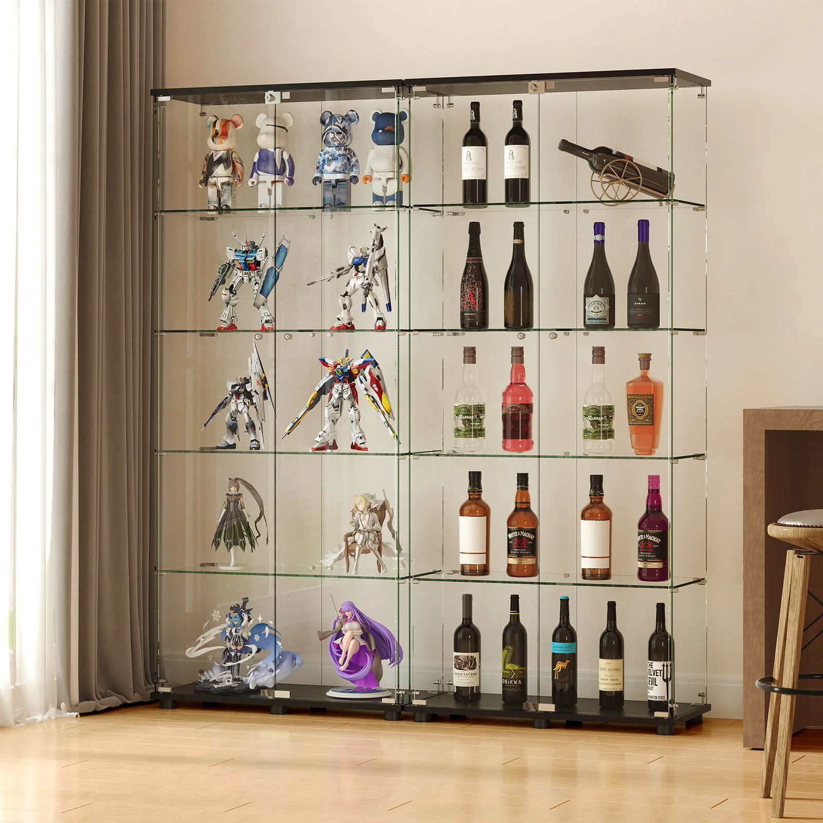Display Cabinet With Shelf Double Doors And Lock - Image 3