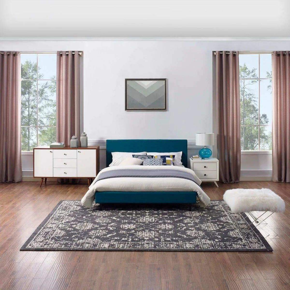 Distressed Floral Lattice Polyester Area Rug, Vintage-Inspired Layered Distressed Design - Image 18
