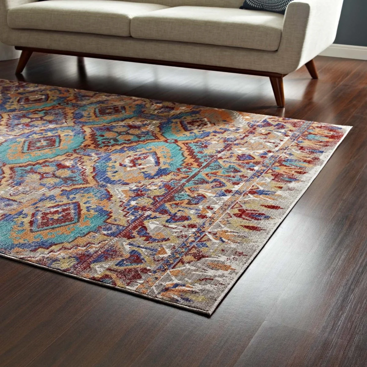 Distressed Southwestern Aztec Area Rug for Living Room and Home Décor Accents - Image 6