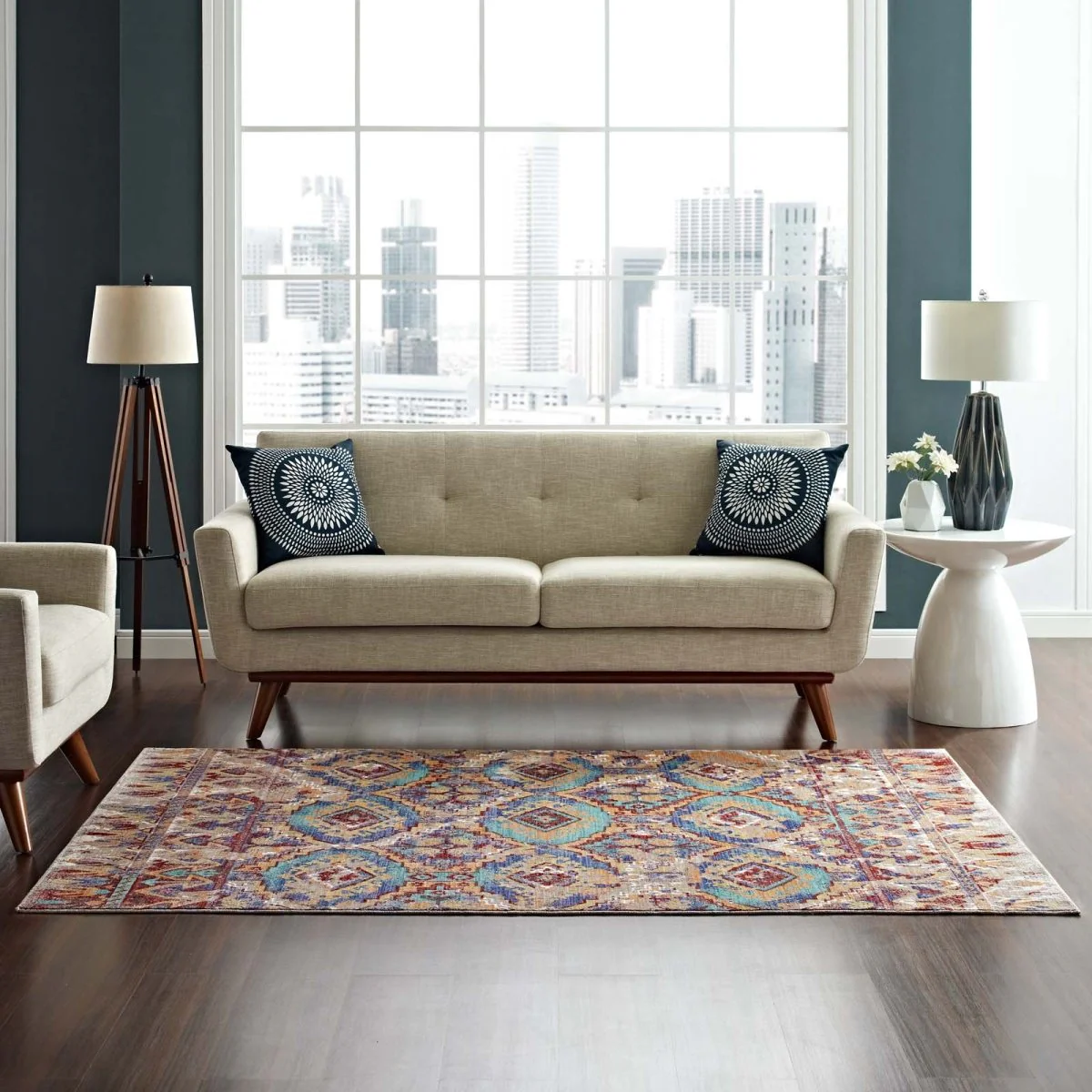 Distressed Southwestern Aztec Area Rug for Living Room and Home Décor Accents - Image 7